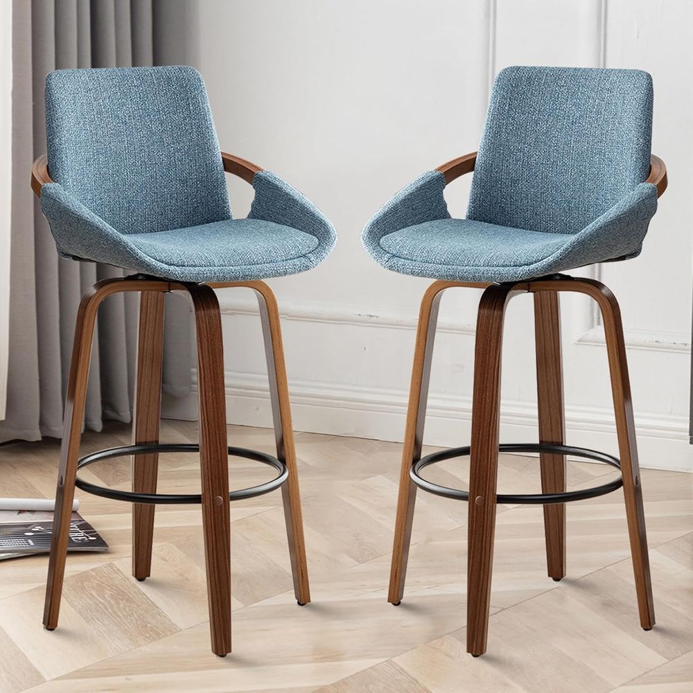 Home Bar And Counter - Set of 2 Charcoal Blue Linen