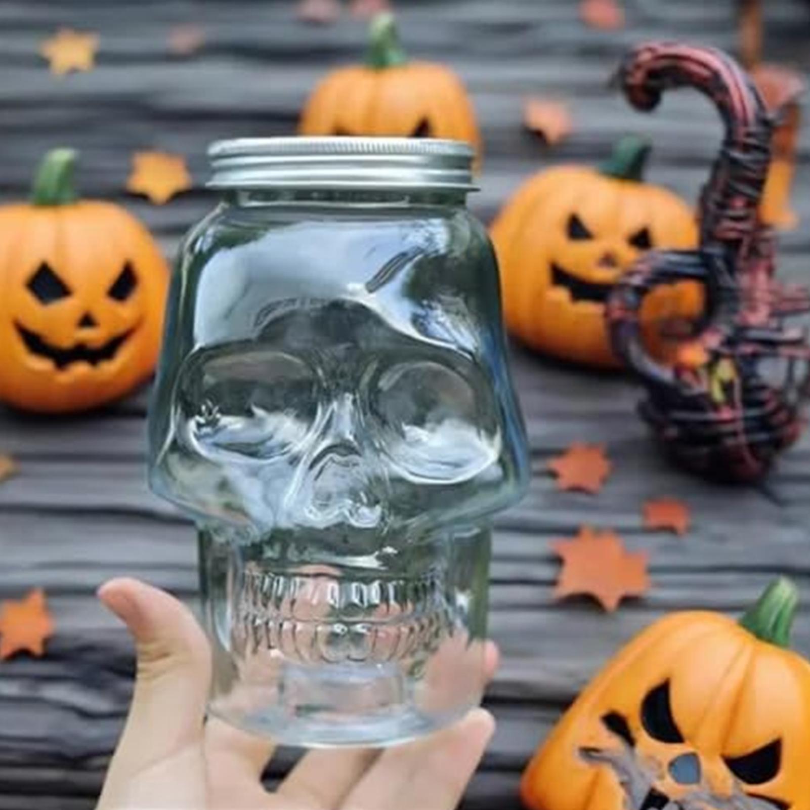 Skull Jars With Lid 500ml/800m - Home Bar Setup avaliação e preço