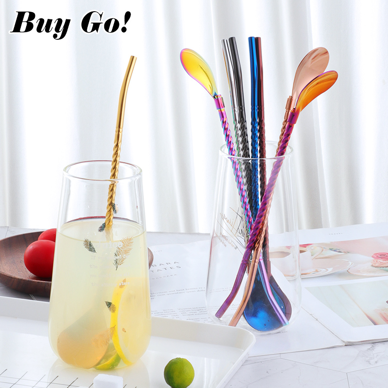 1PC Long Big Twisted Straw Spo - Bar Spoon Twisted avaliação e preço
