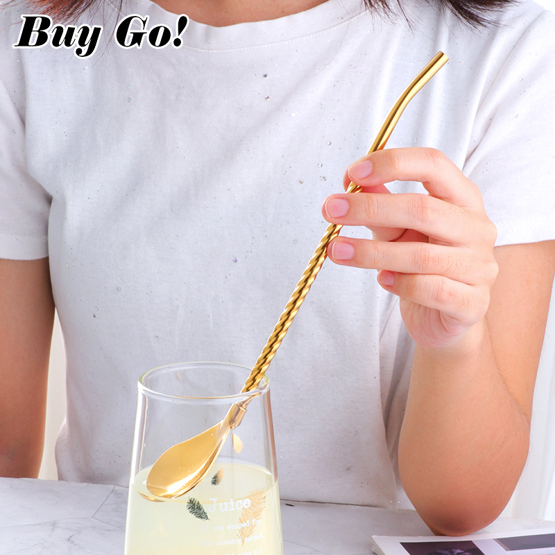 1PC Long Big Twisted Straw Spo - Bar Spoon Twisted avaliação e preço