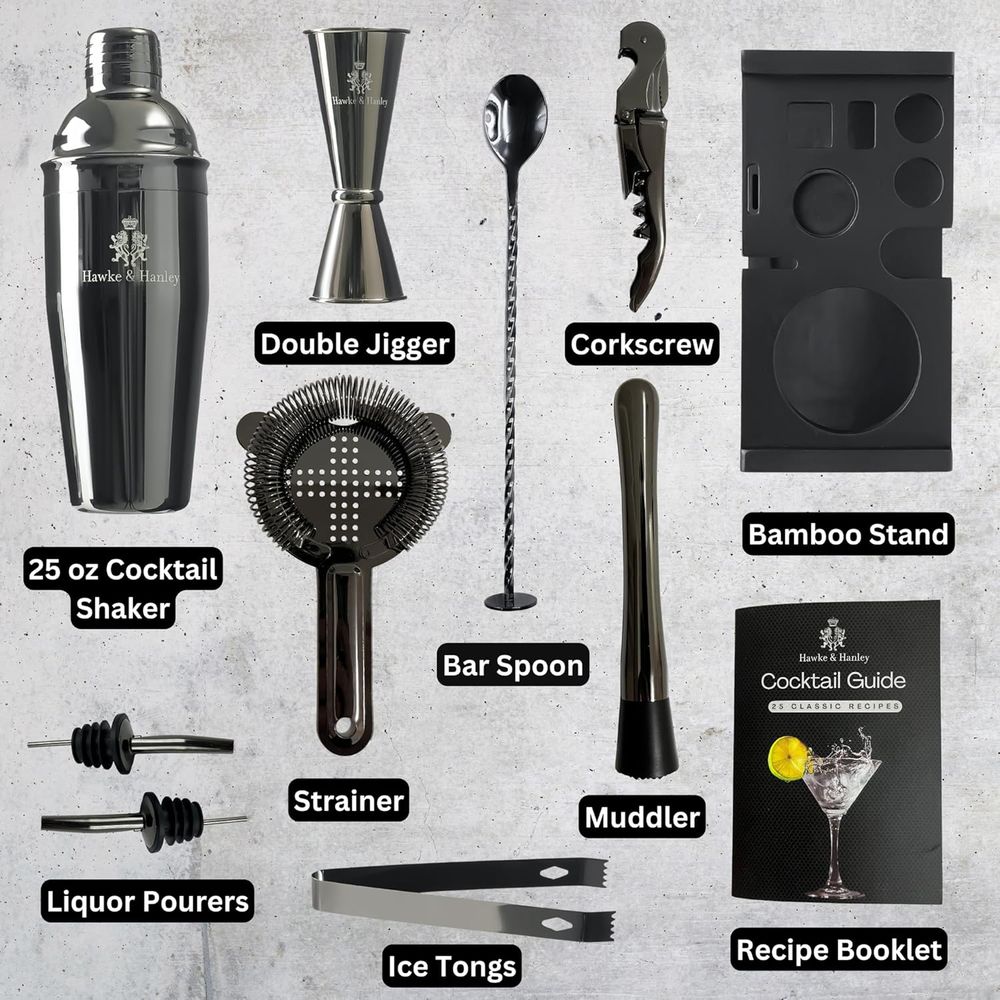 Cocktail Shaker Bar Set with i - Cocktail Recipe Book avaliação e preço