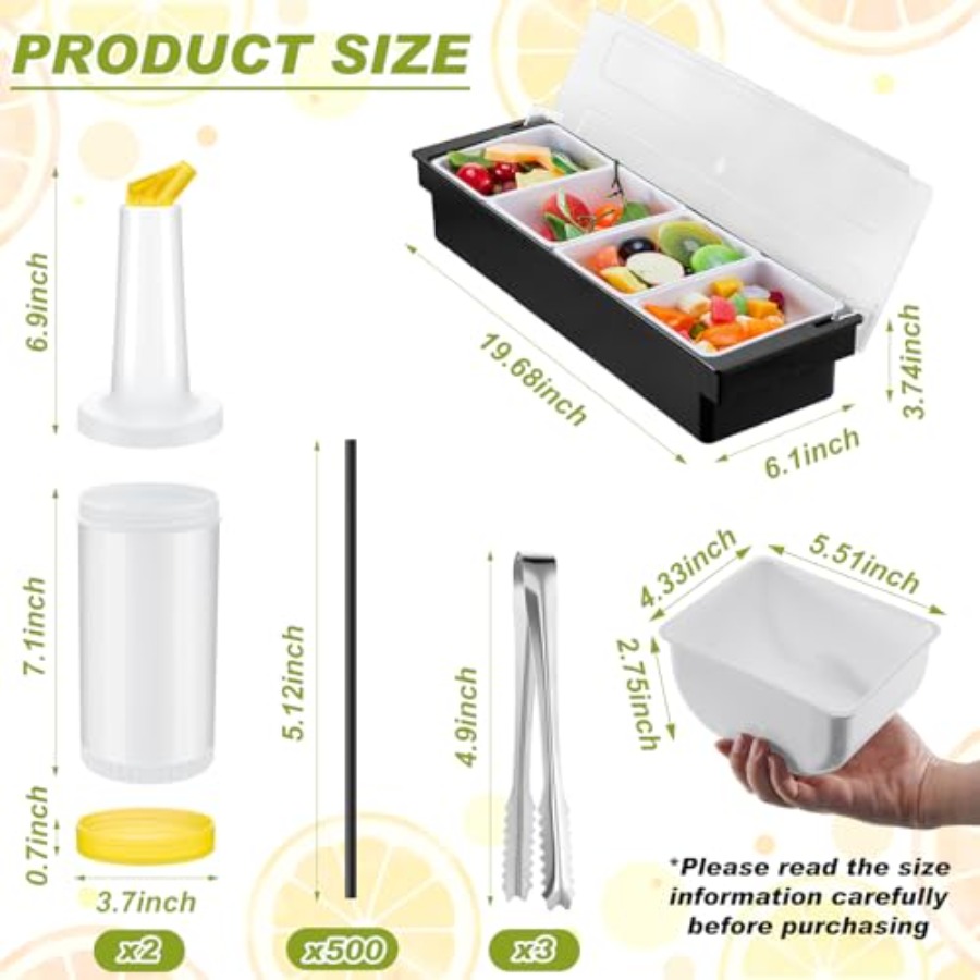 23 Pcs Bartender Supplies Kit  - Garnish Tray Set avaliação e preço