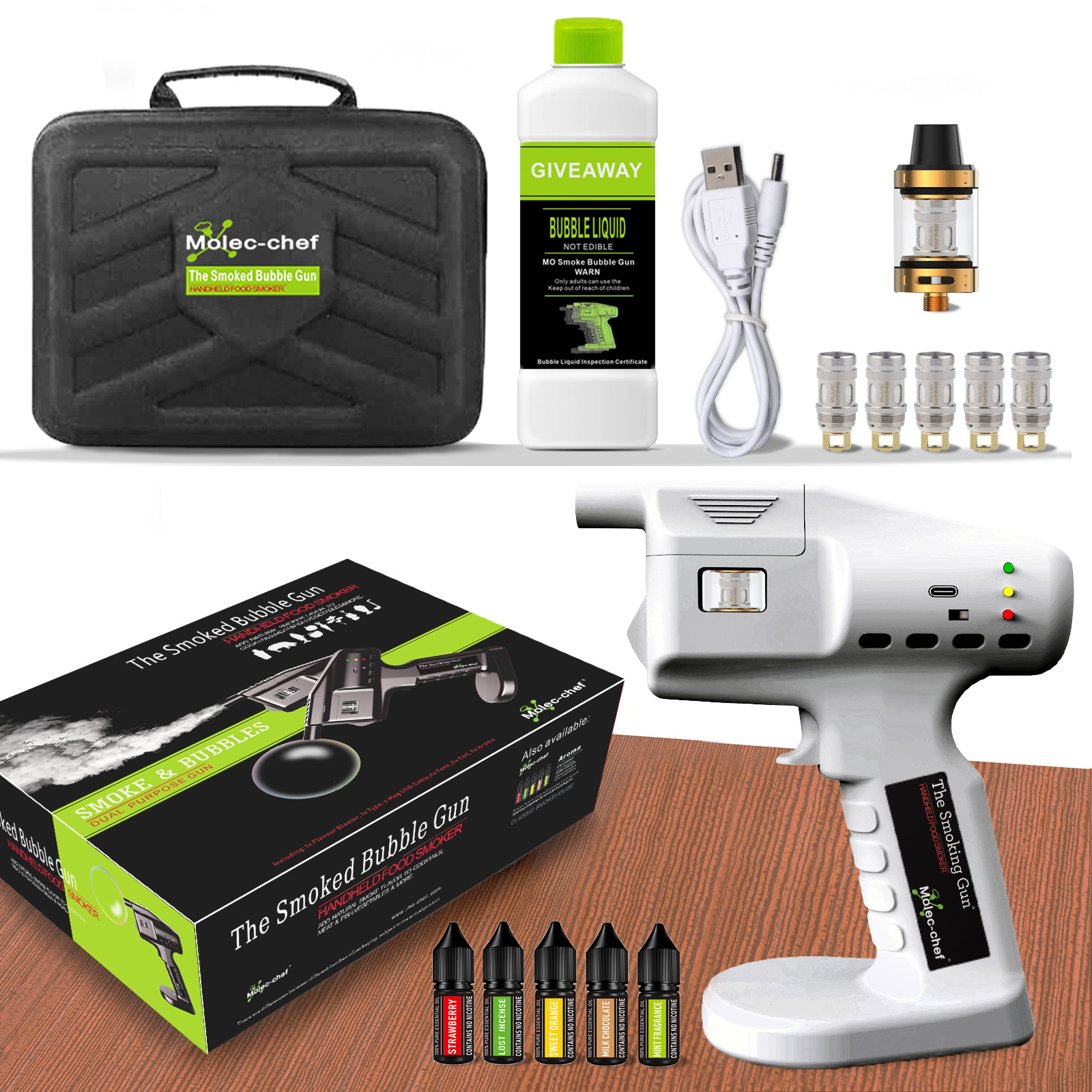 White Smoked Bubble Gun with F - Smoking Gun Kit avaliação e preço