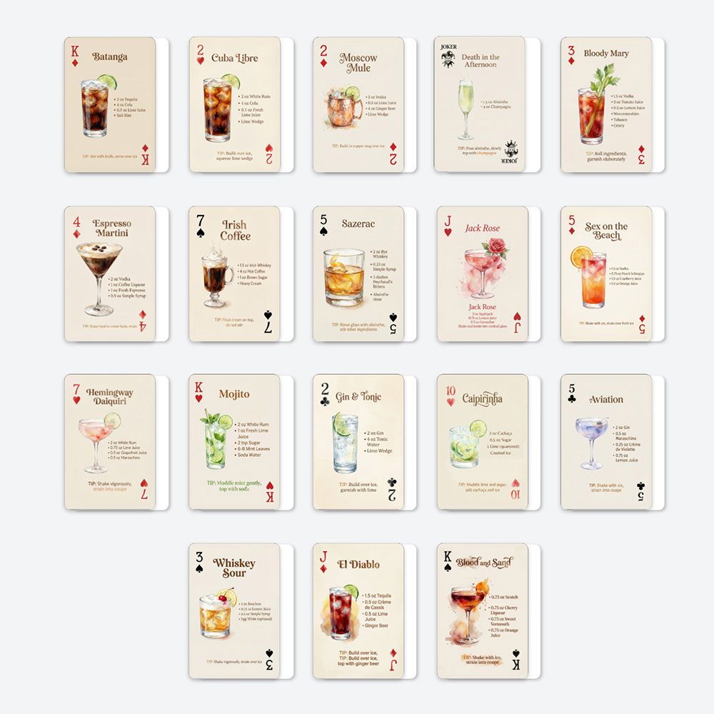 54pcs Cocktail Recipes Playing - Cocktail Recipe Book avaliação e preço