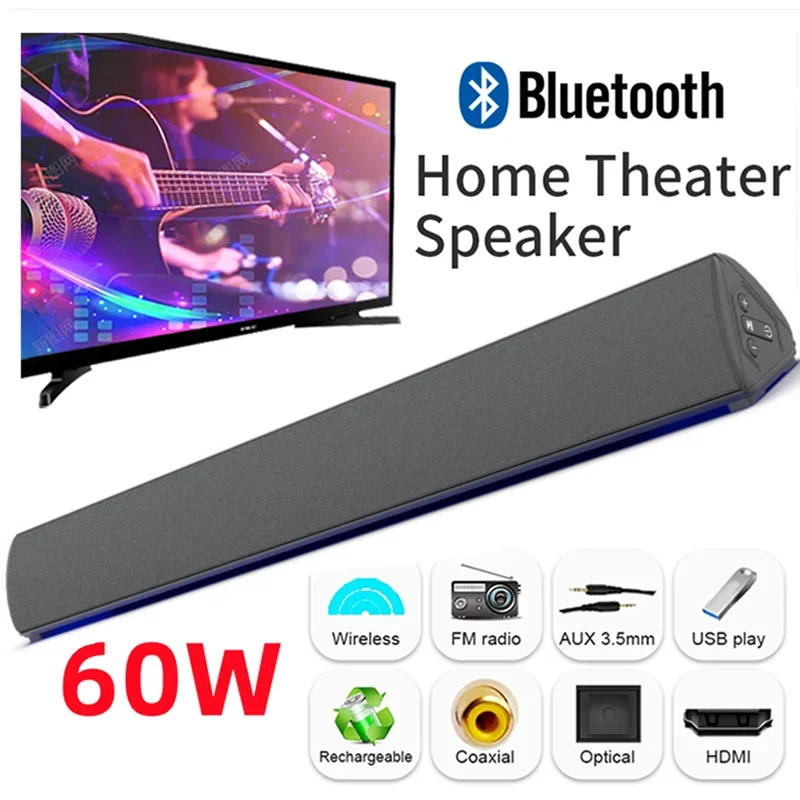 60W Wireless TV PC Soundbar Bl - Home Bar And Theater avaliação e preço