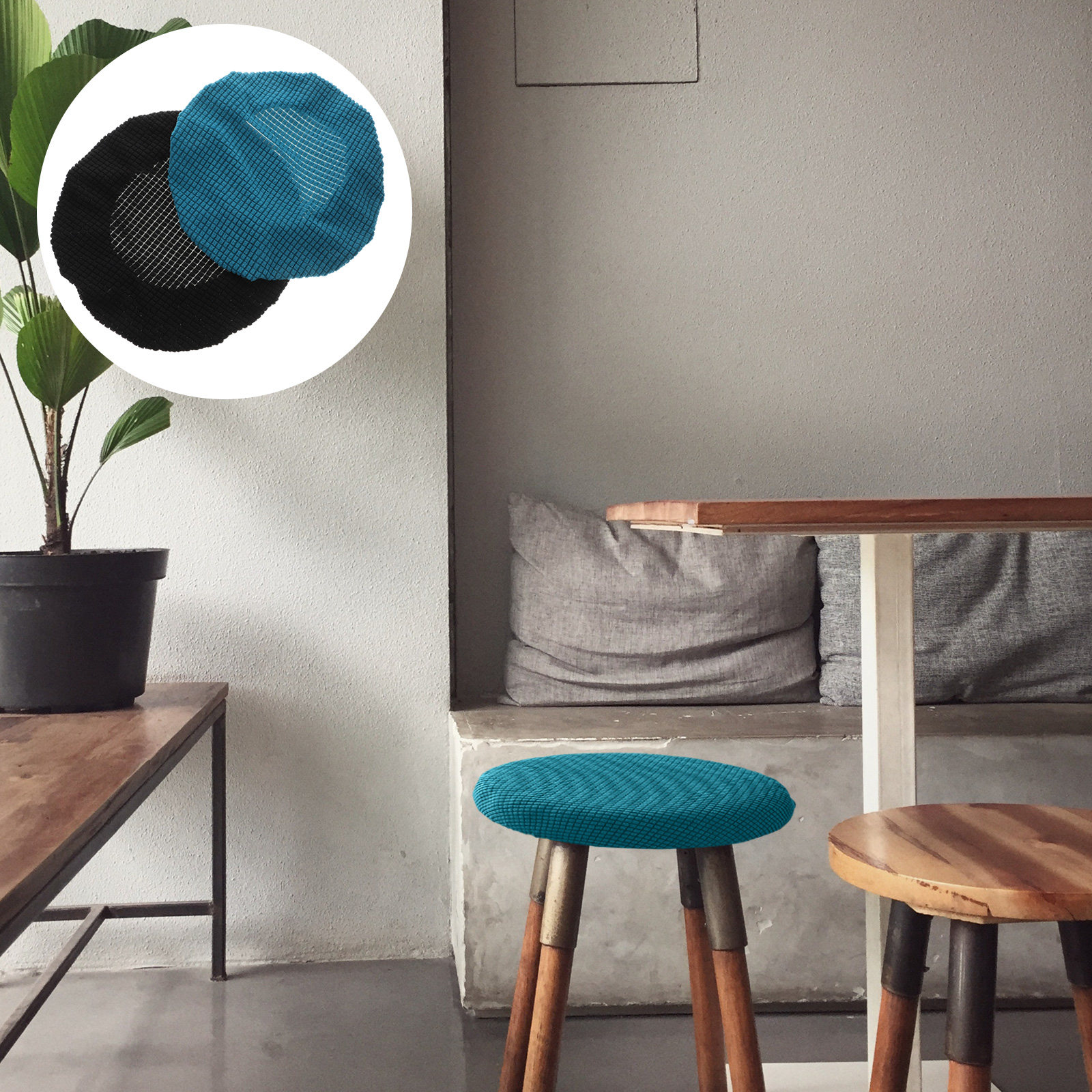 2Pcs Round Stool Covers Elasti - Home Bar Stools avaliação e preço