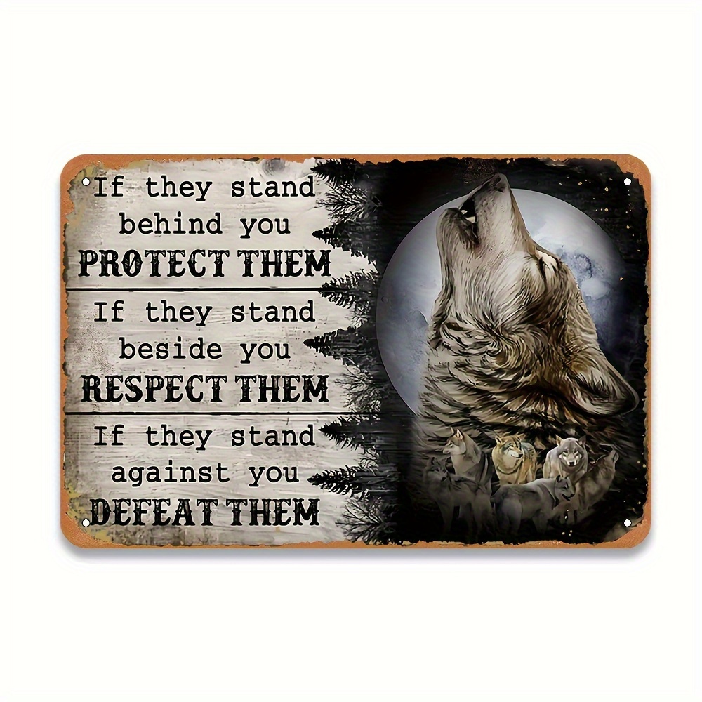 Wolf-Inspired Metal Tin Sign - - Home Bar Stand avaliação e preço