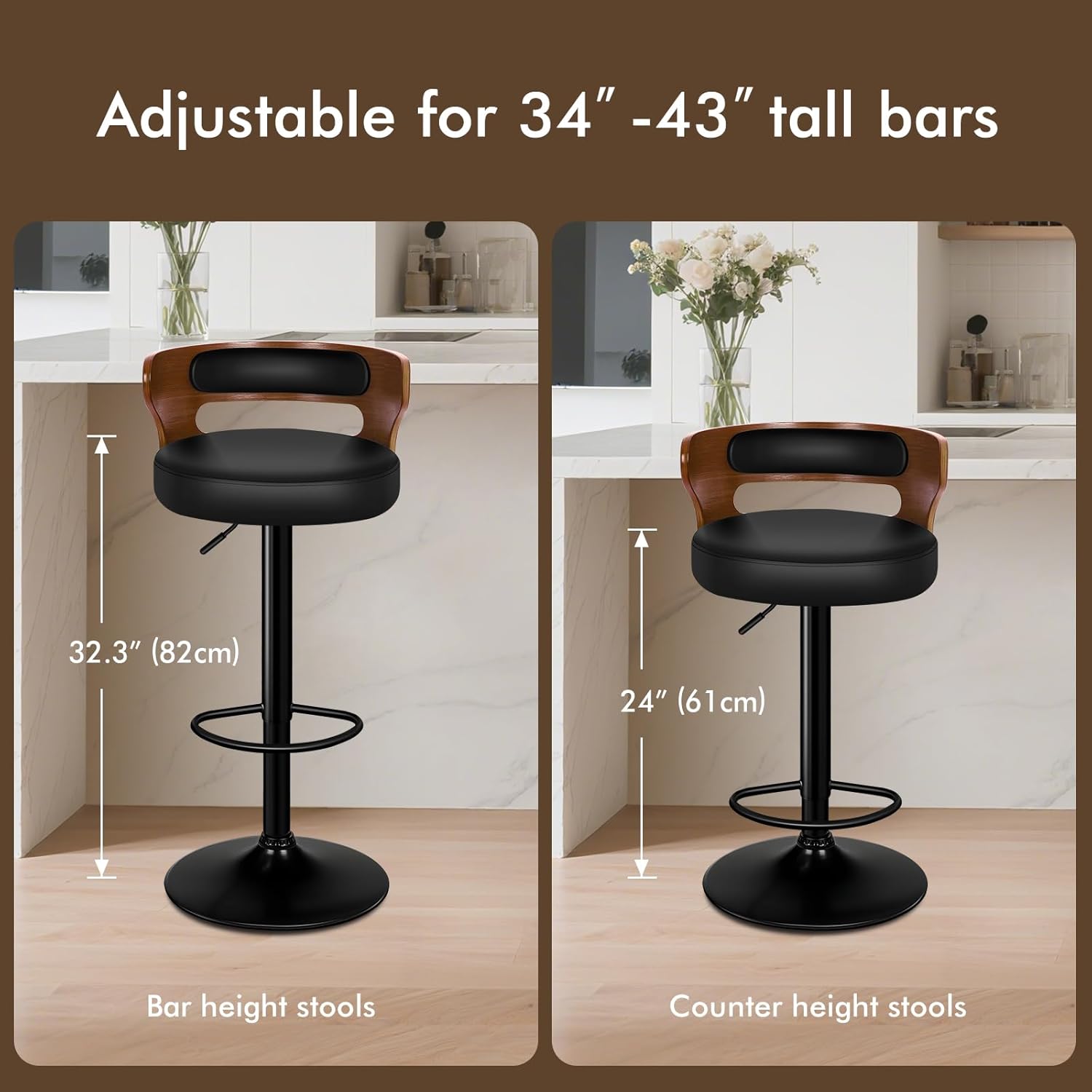 Adjustable PU Leather Bar Stoo - Home Bar Stools avaliação e preço