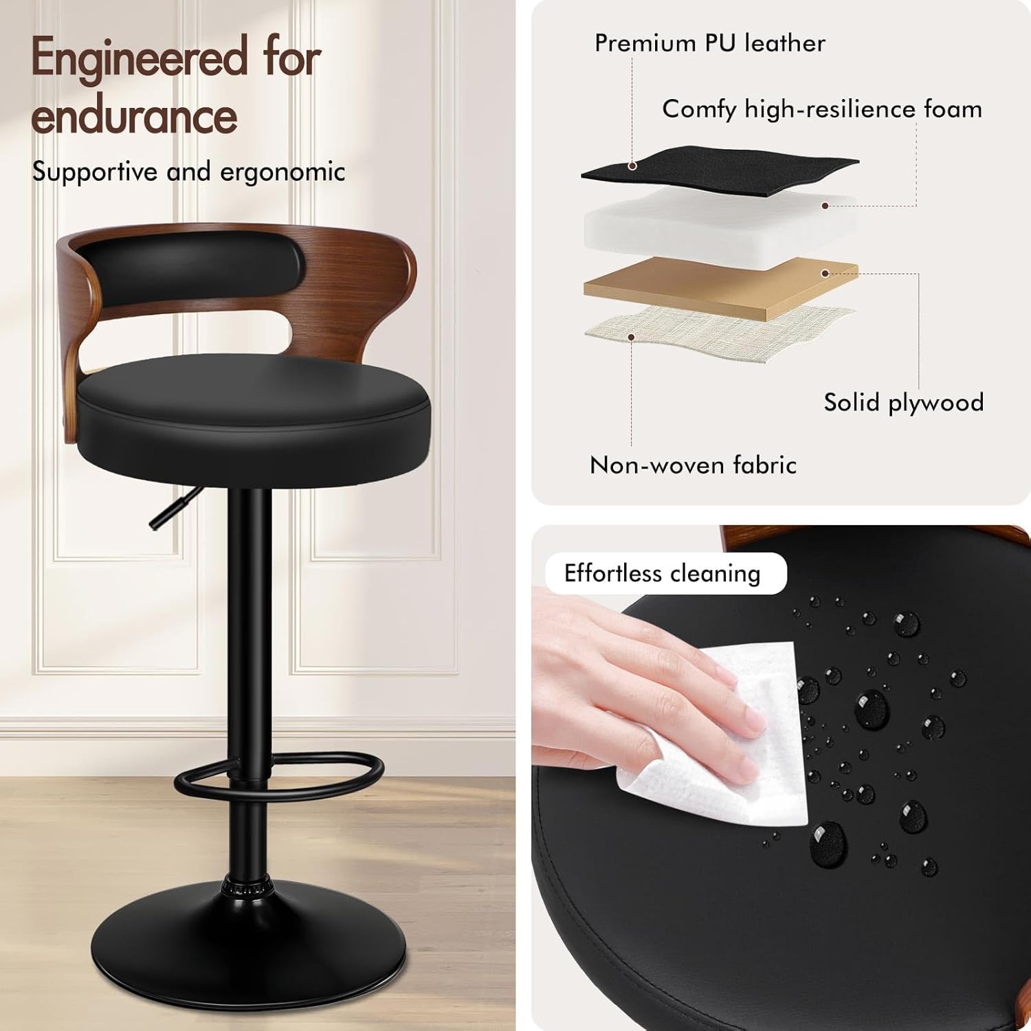 Adjustable PU Leather Bar Stoo - Home Bar Stools avaliação e preço