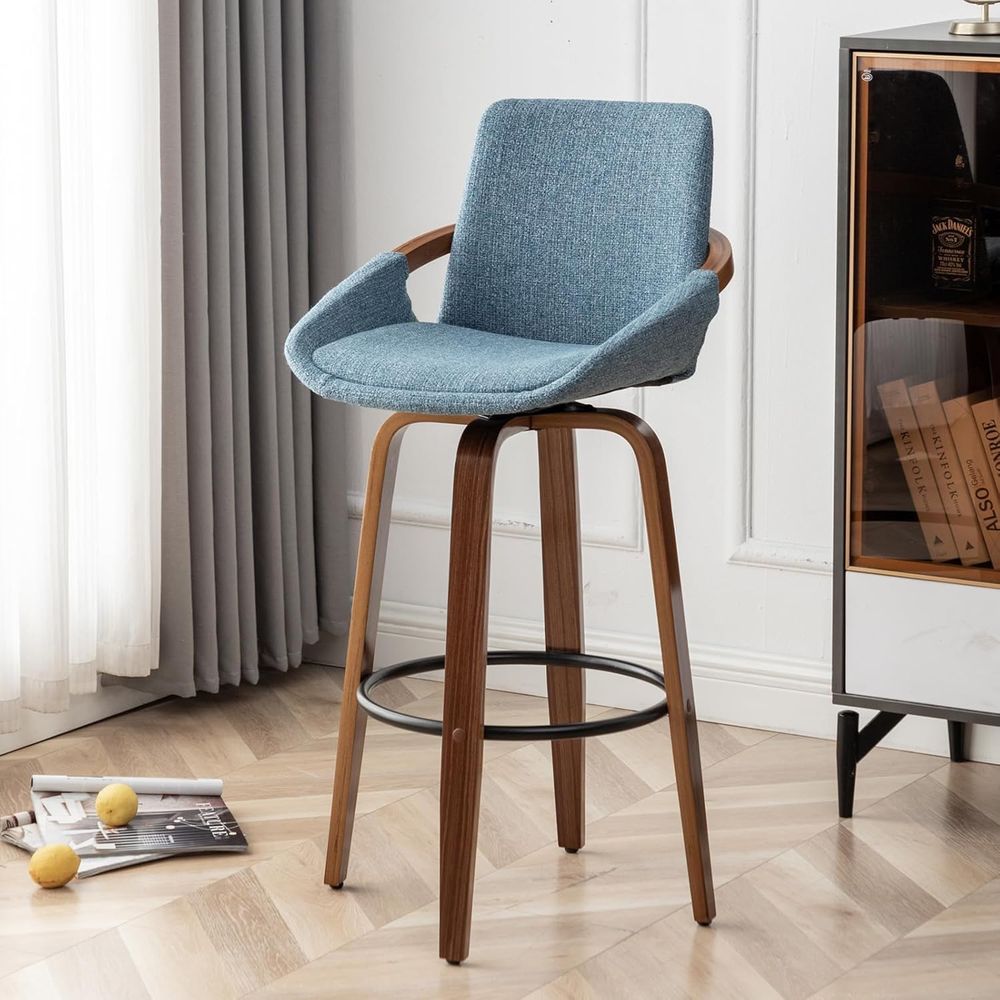 Set of 2 Charcoal Blue Linen U - Home Bar And Counter avaliação e preço