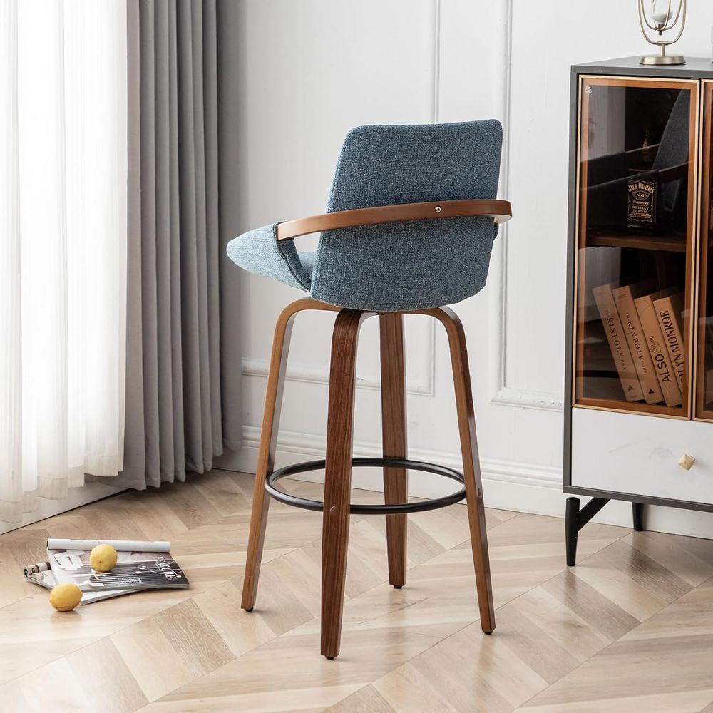 Set of 2 Charcoal Blue Linen U - Home Bar And Counter avaliação e preço