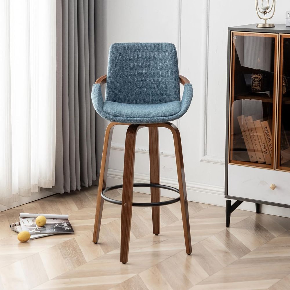 Set of 2 Charcoal Blue Linen U - Home Bar And Counter avaliação e preço