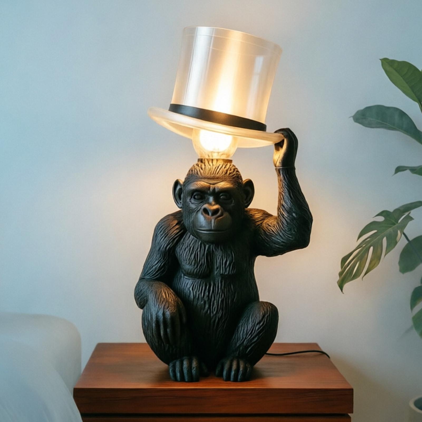 Monkey Lamp Top Hat Monkey Res - Home Bar Setup avaliação e preço