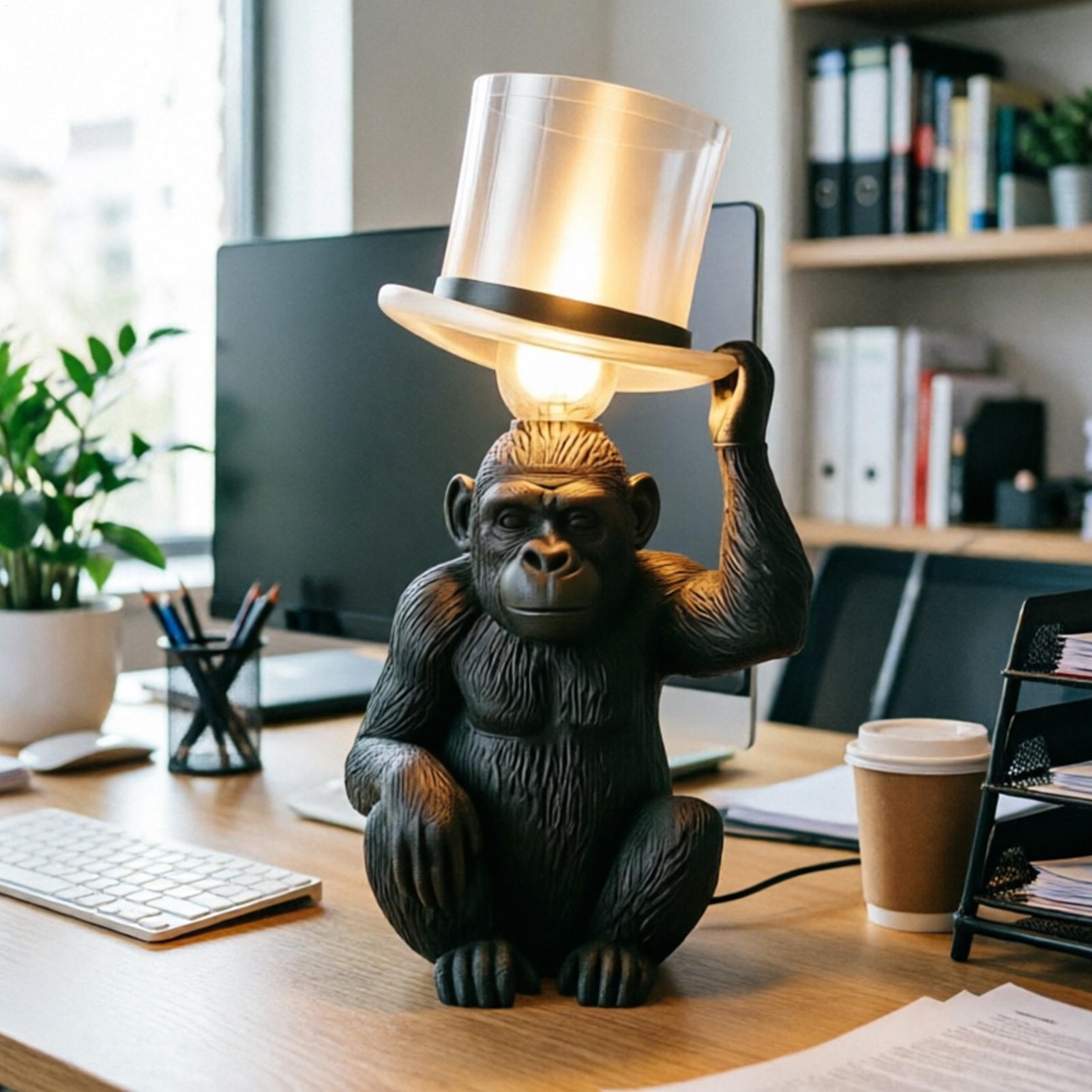 Monkey Lamp Top Hat Monkey Res - Home Bar Setup avaliação e preço