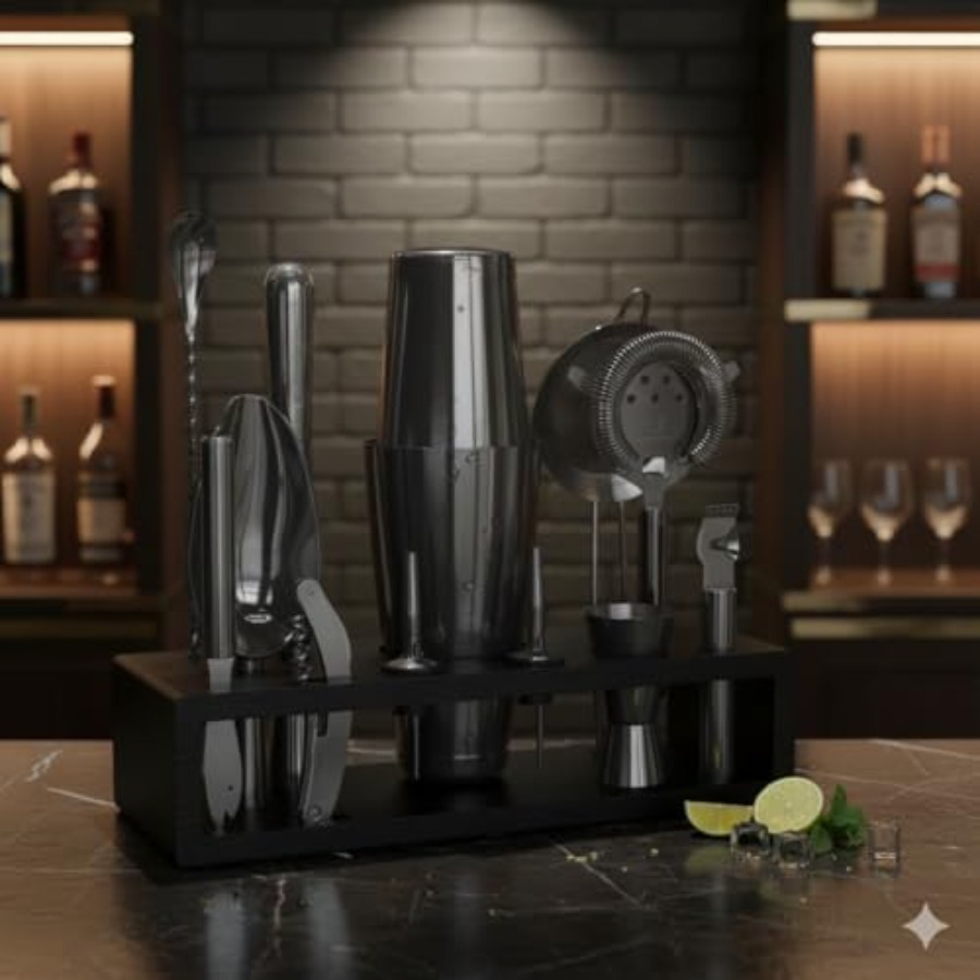 13-Piece Gunmetal Black Stainl - Boston Shaker Set avaliação e preço