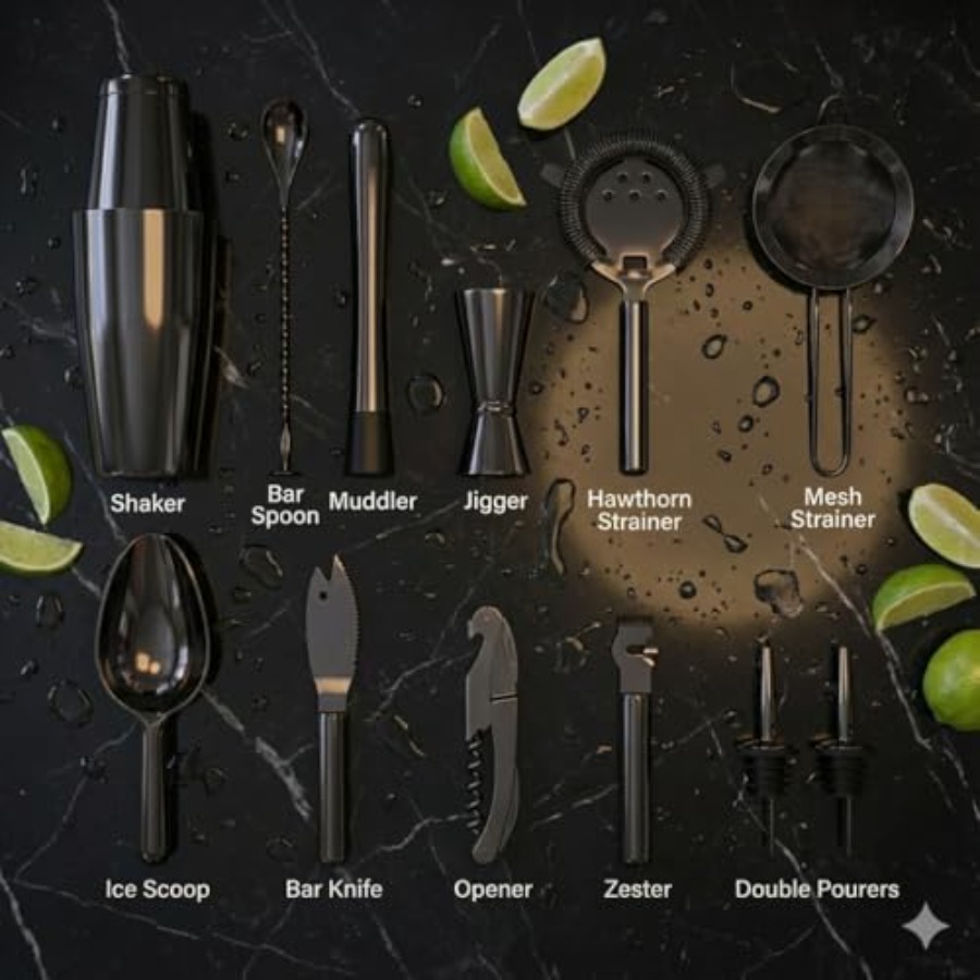 13-Piece Gunmetal Black Stainl - Boston Shaker Set avaliação e preço