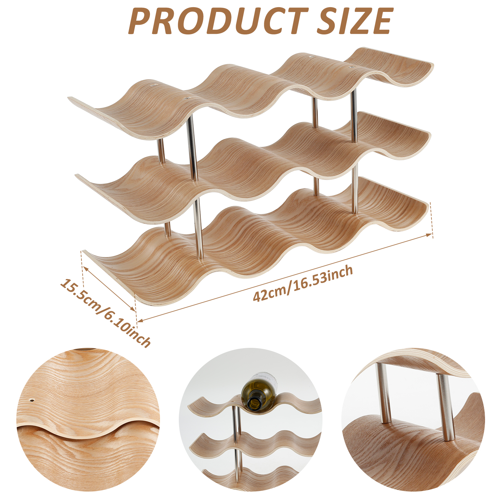 2/3-Tier Wooden Wine Rack Wavy - Home Bar And Cabinet avaliação e preço