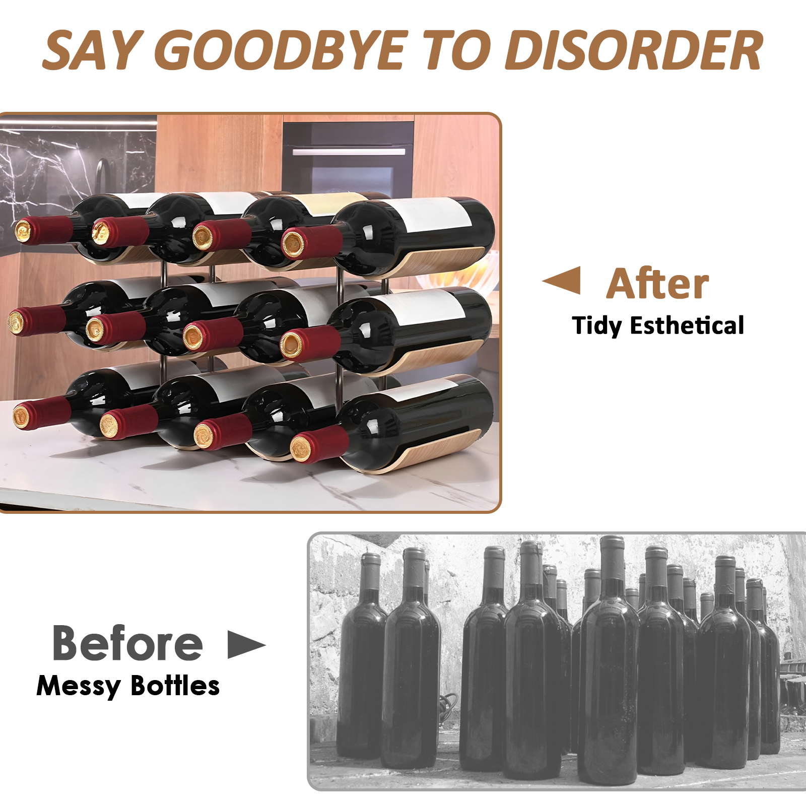 2/3-Tier Wooden Wine Rack Wavy - Home Bar And Cabinet avaliação e preço
