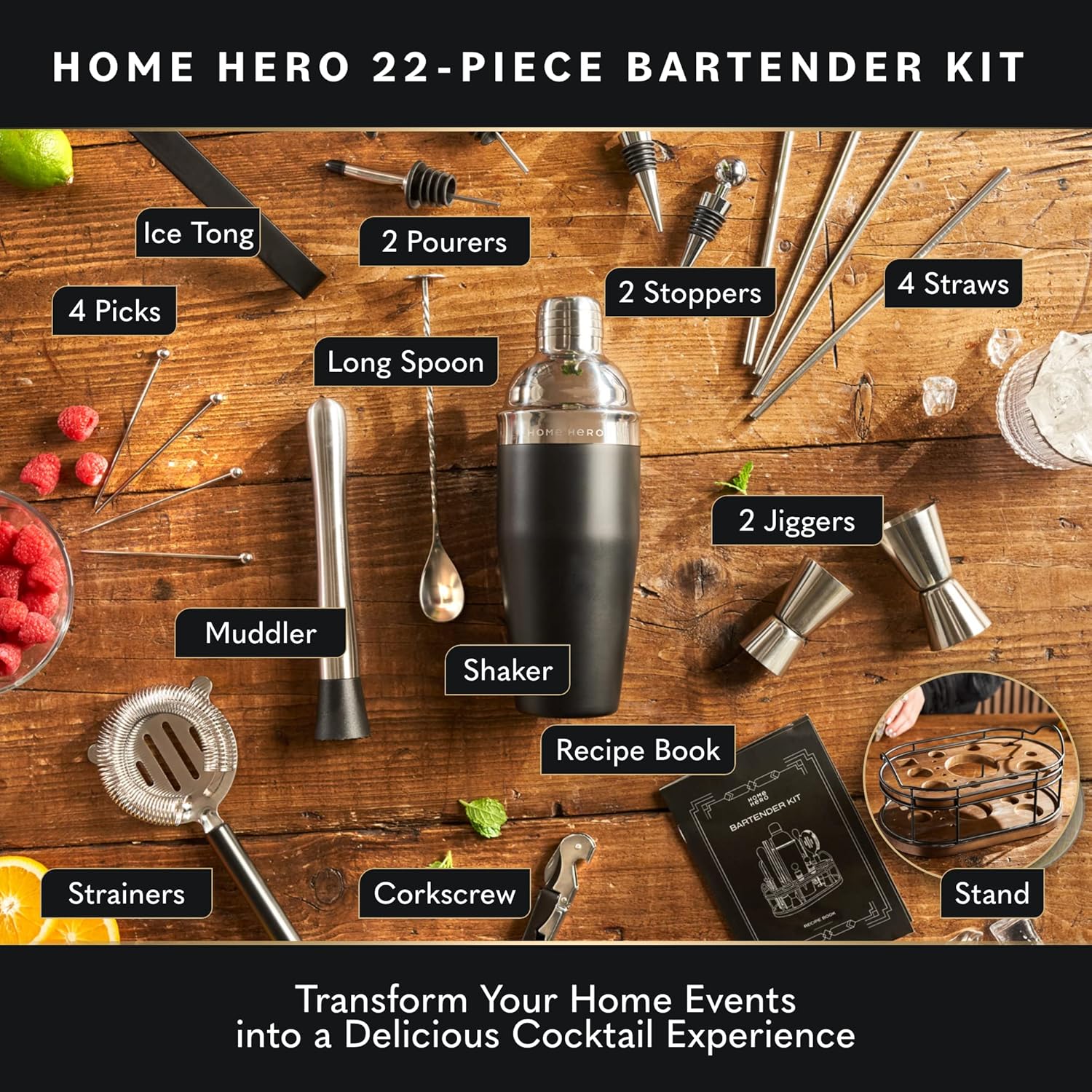 Bartender Kit - 22-Piece Cockt - Cocktail Recipe Book avaliação e preço
