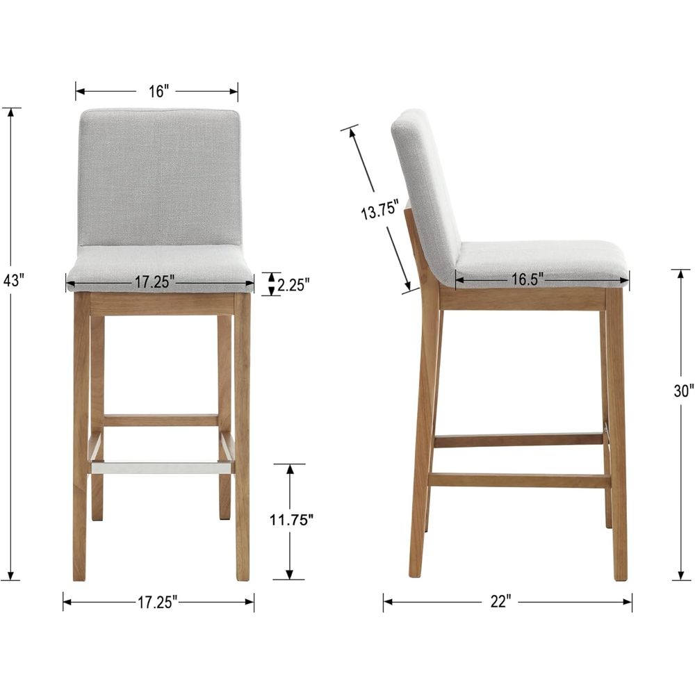 Set of 4 Light Grey Upholstere - Home Bar Stools avaliação e preço
