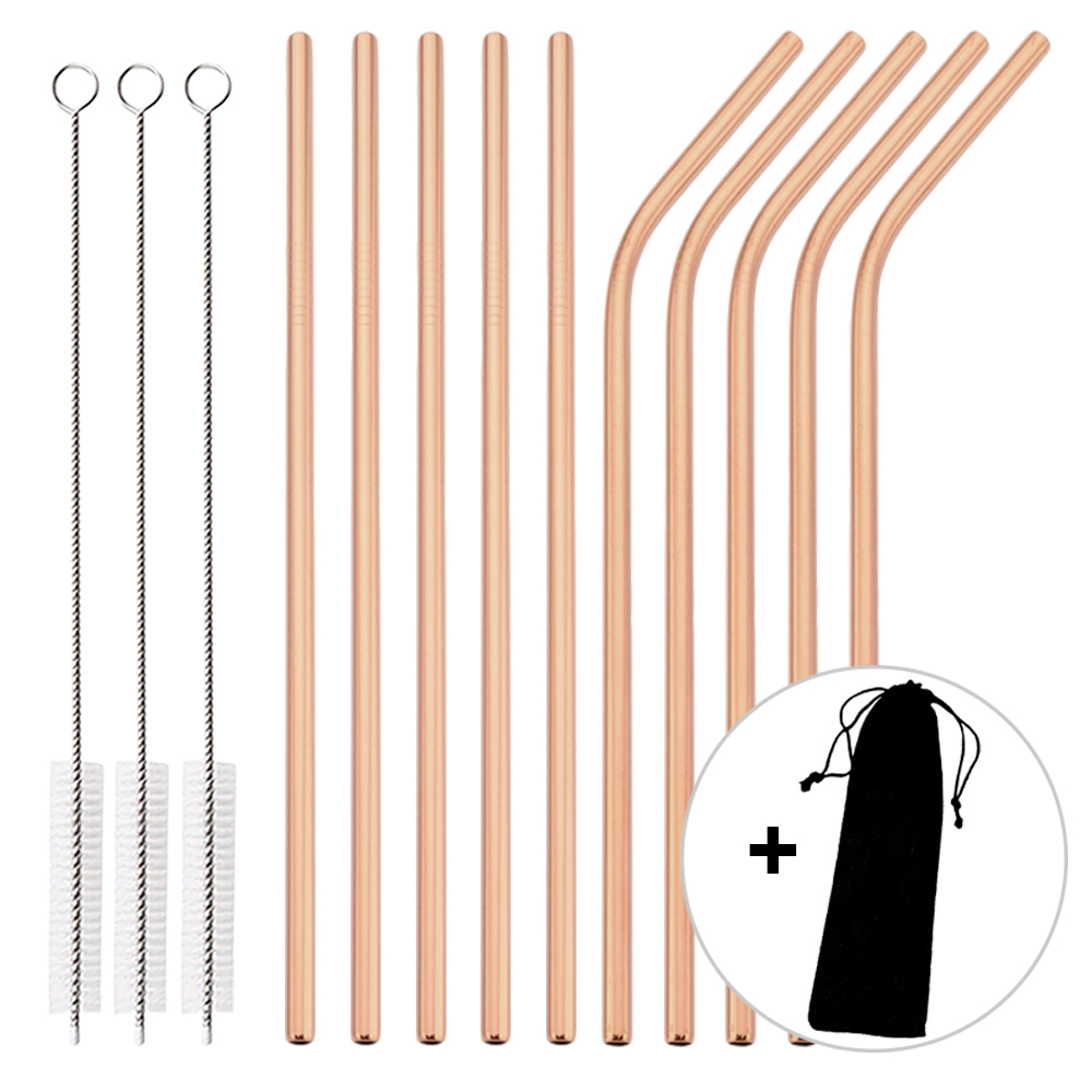 14Pcs Reusable Rose Gold Straw - Home Bar Setup avaliação e preço