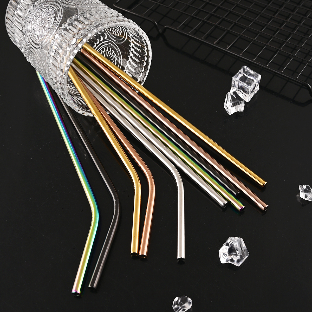 14Pcs Reusable Rose Gold Straw - Home Bar Setup avaliação e preço