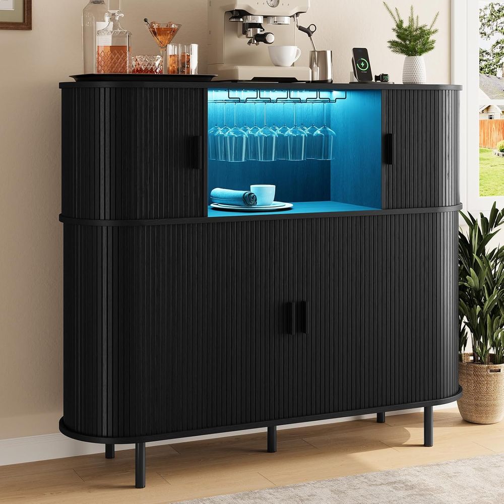 55 LED-lit Wine & Liquor Cabin - Home Bar And Cabinet avaliação e preço