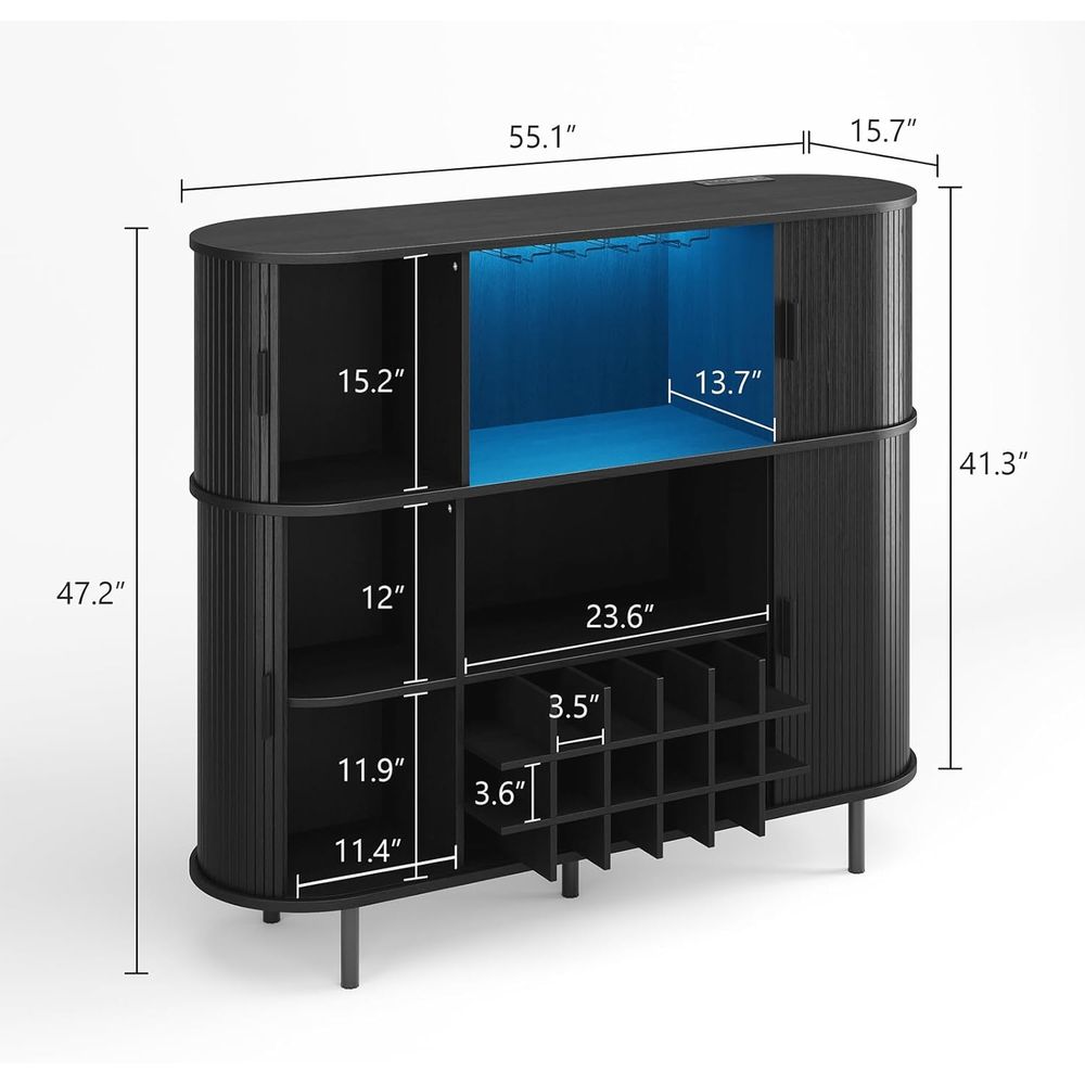 55 LED-lit Wine & Liquor Cabin - Home Bar And Cabinet avaliação e preço
