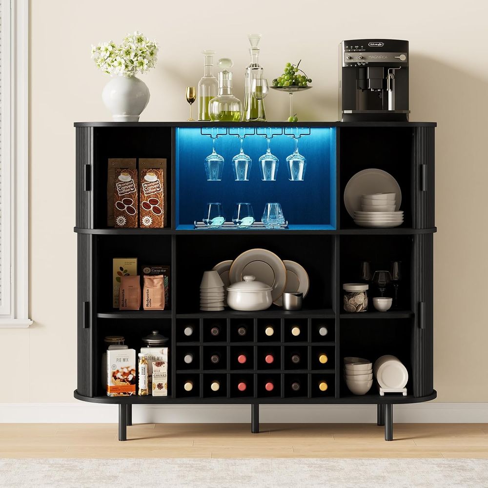 55 LED-lit Wine & Liquor Cabin - Home Bar And Cabinet avaliação e preço