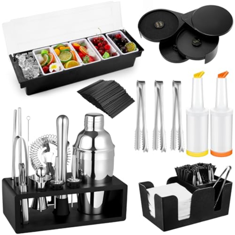 23 Pcs Bartender Supplies Kit  - Garnish Tray Set avaliação e preço