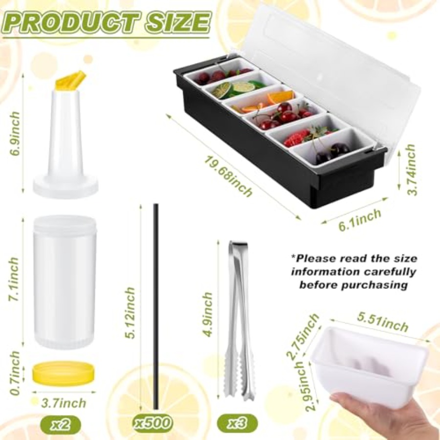 23 Pcs Bartender Supplies Kit  - Garnish Tray Set avaliação e preço