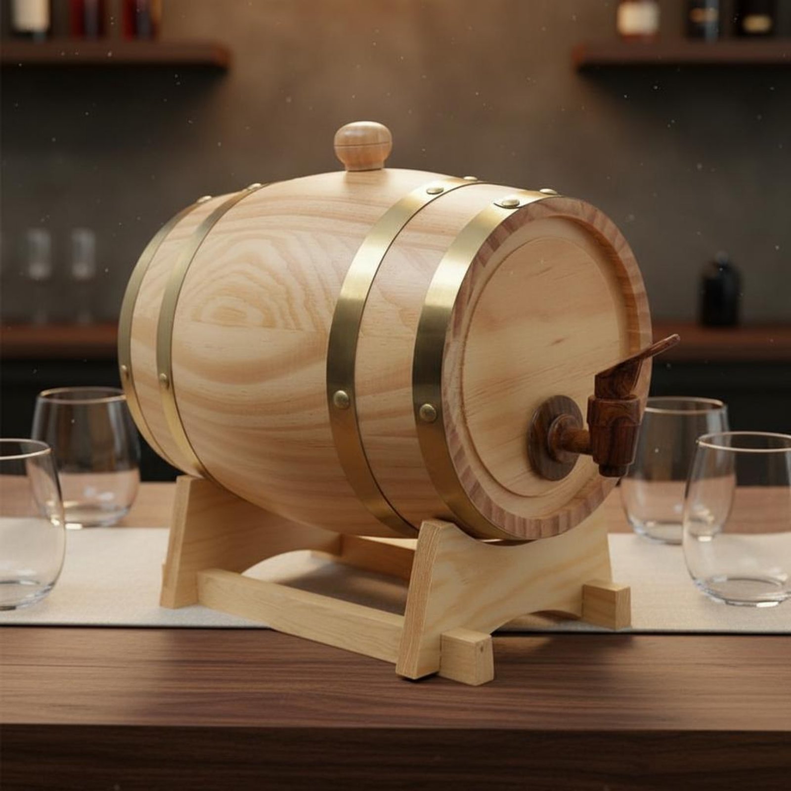 Fir Wood Barrel with Spigot Le - Home Bar Stand avaliação e preço