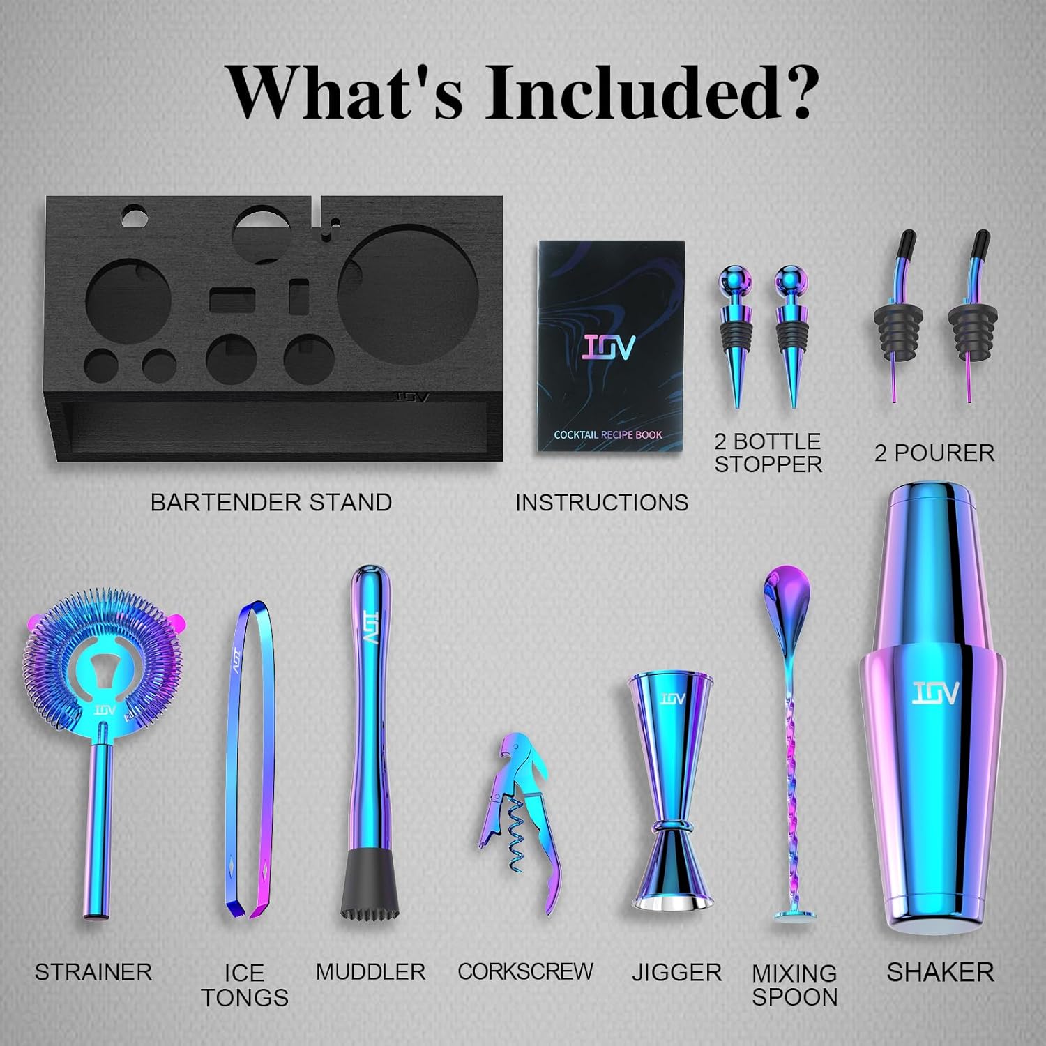 12-Piece Cocktail Shaker Set w - Cocktail Recipe Book avaliação e preço