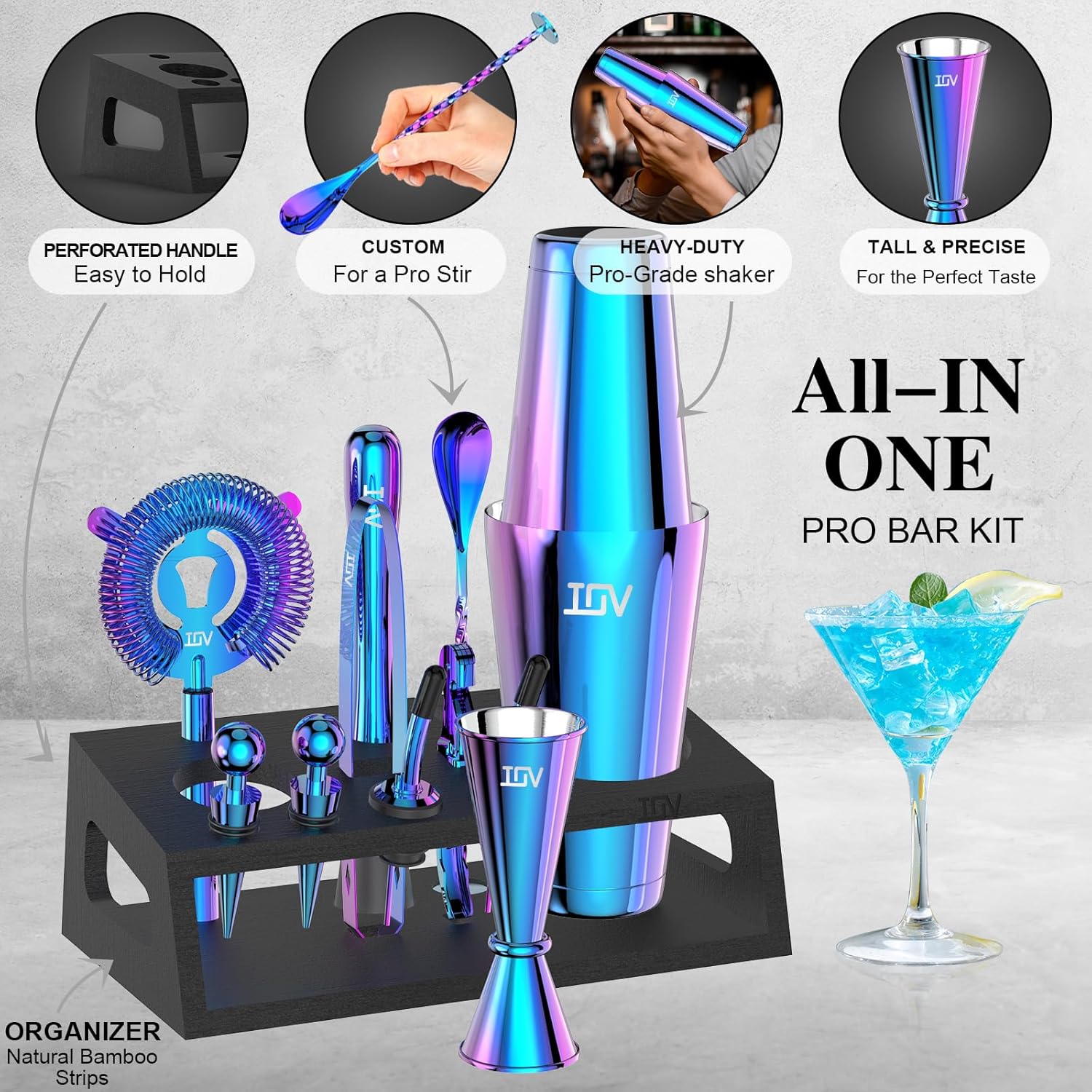 12-Piece Cocktail Shaker Set w - Cocktail Recipe Book avaliação e preço