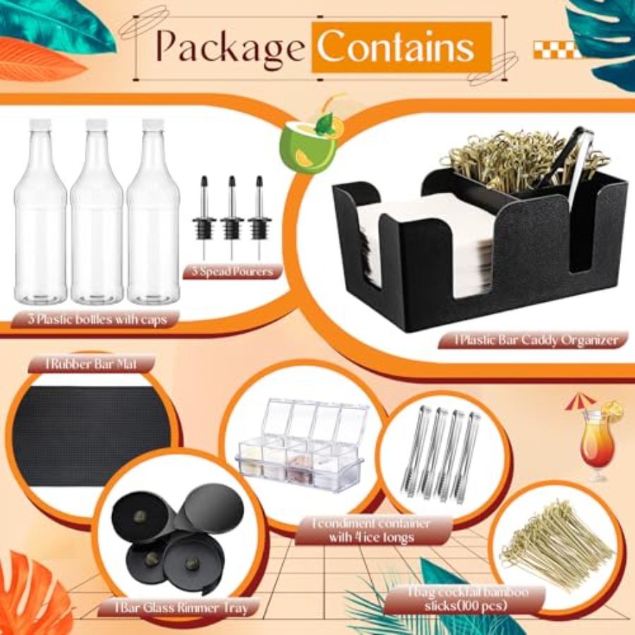 15 Pcs Bar Caddy Accessories 3 - Speed Pourer Cap avaliação e preço