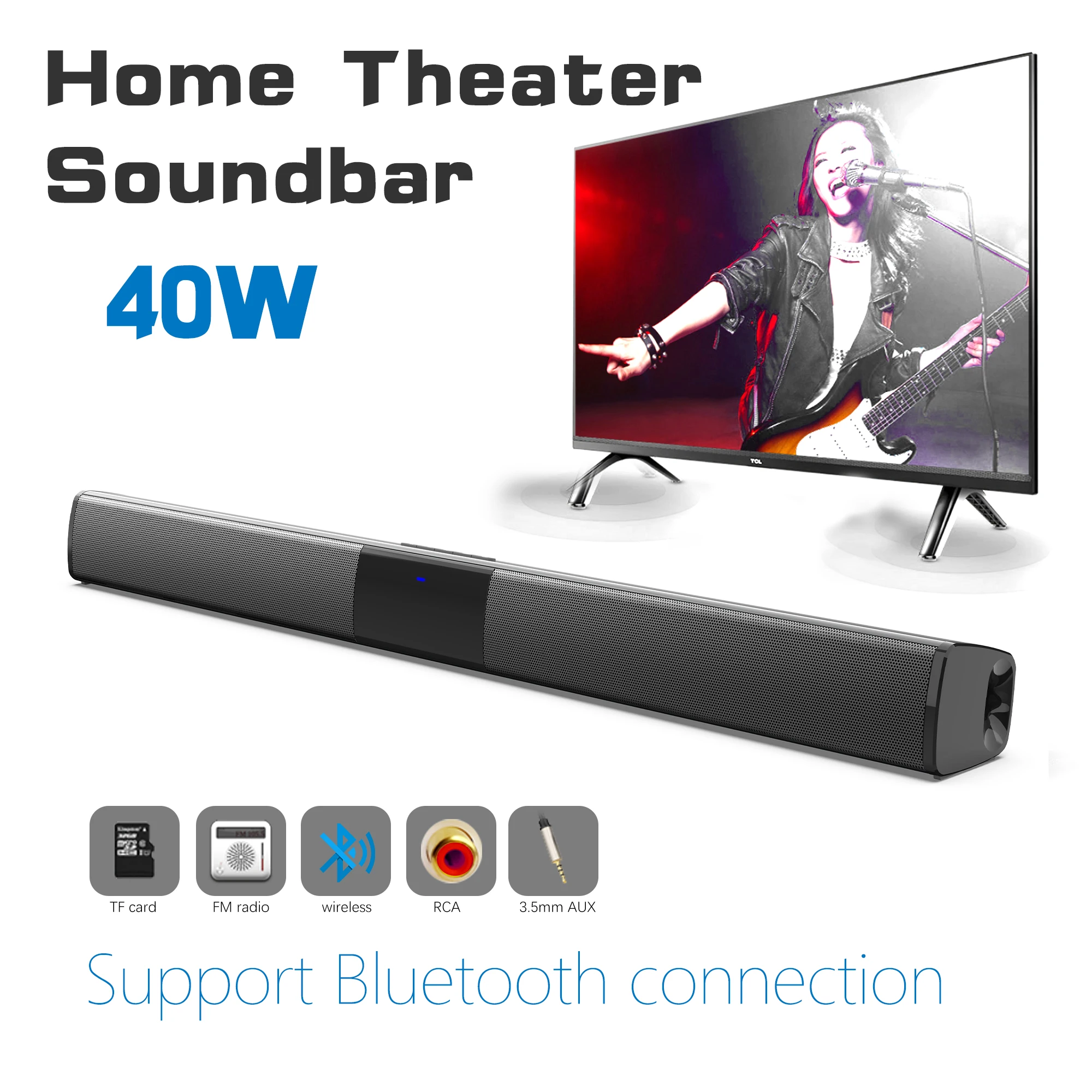 40W High Power Soundbar for TV - Home Bar And Theater avaliação e preço