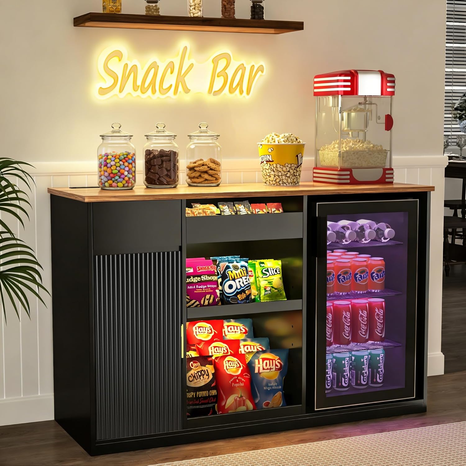 Snack Bar Cabinet with Fridge  - Home Bar And Theater avaliação e preço