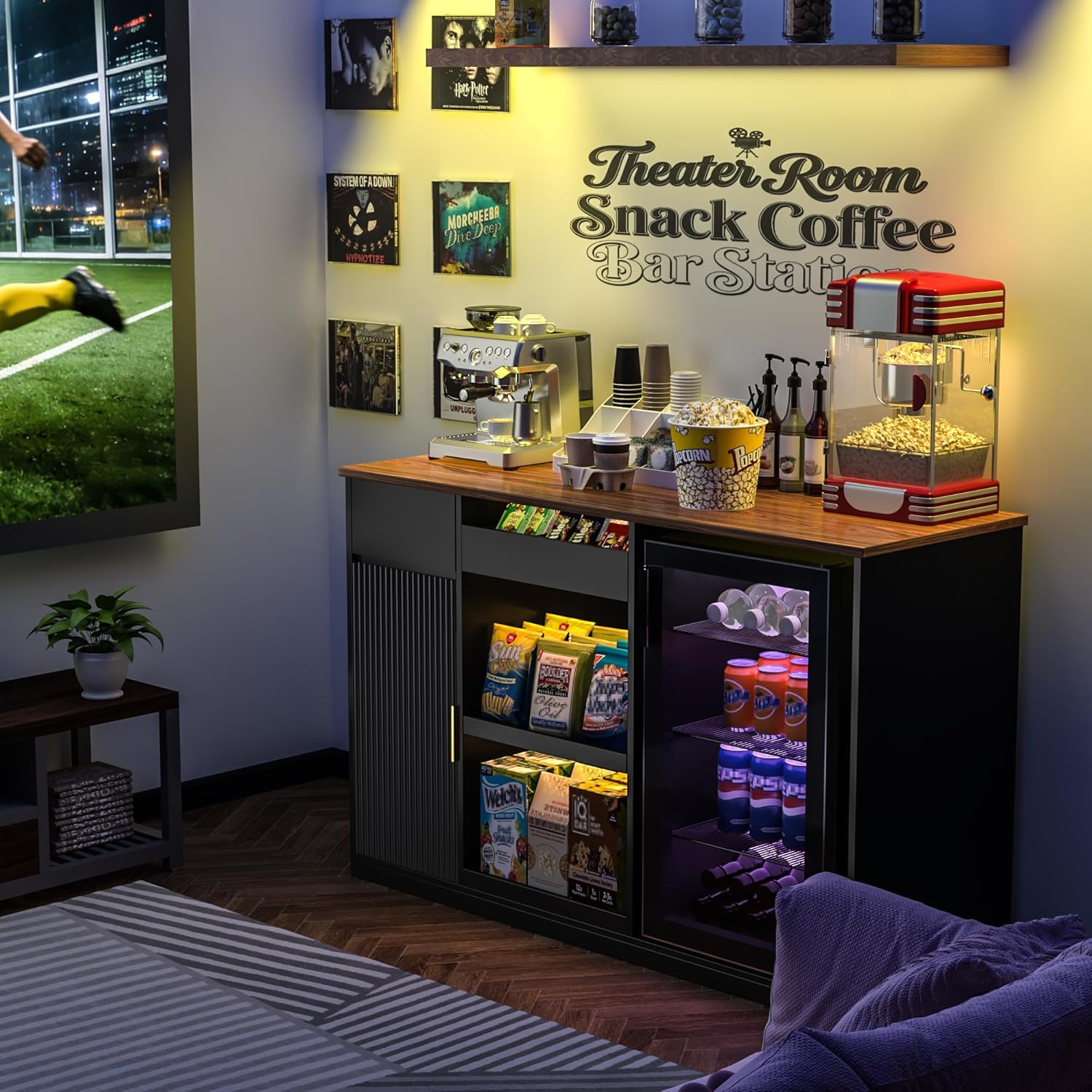 Snack Bar Cabinet with Fridge  - Home Bar And Theater avaliação e preço