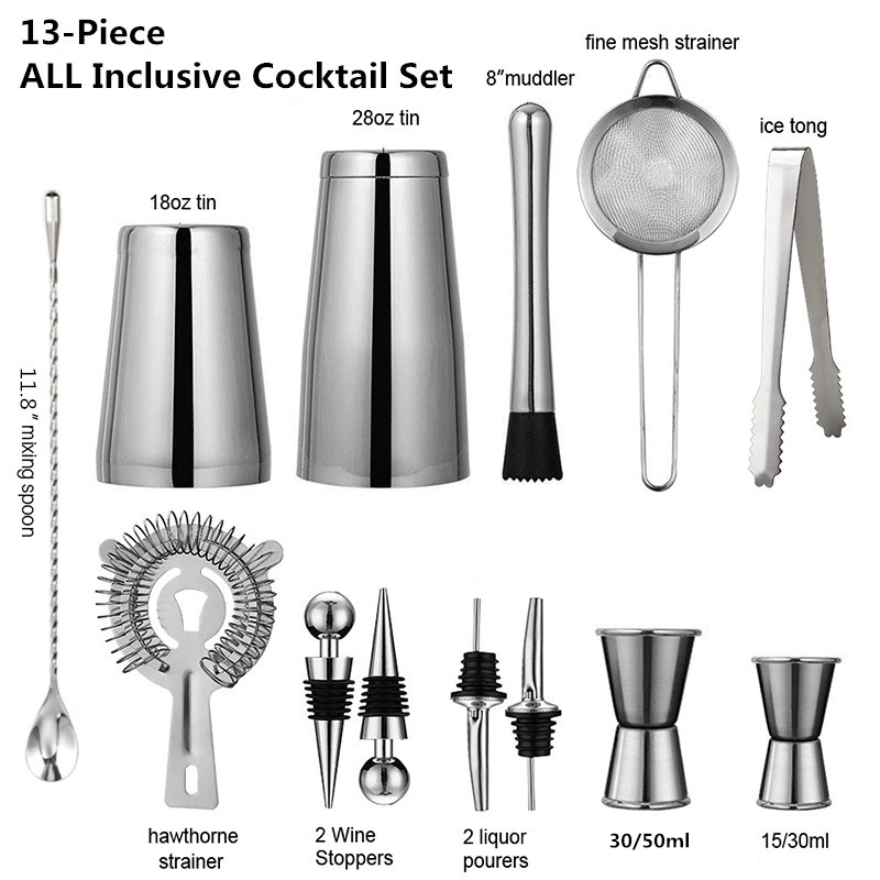 13Pcs/Set Stainless Steel Cock - Boston Shaker Set avaliação e preço