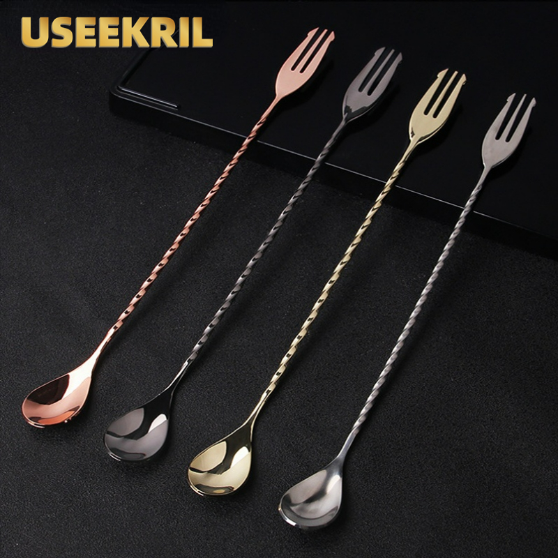 30 40 50cm Bar Spoon With Fork - Bar Spoon Twisted avaliação e preço