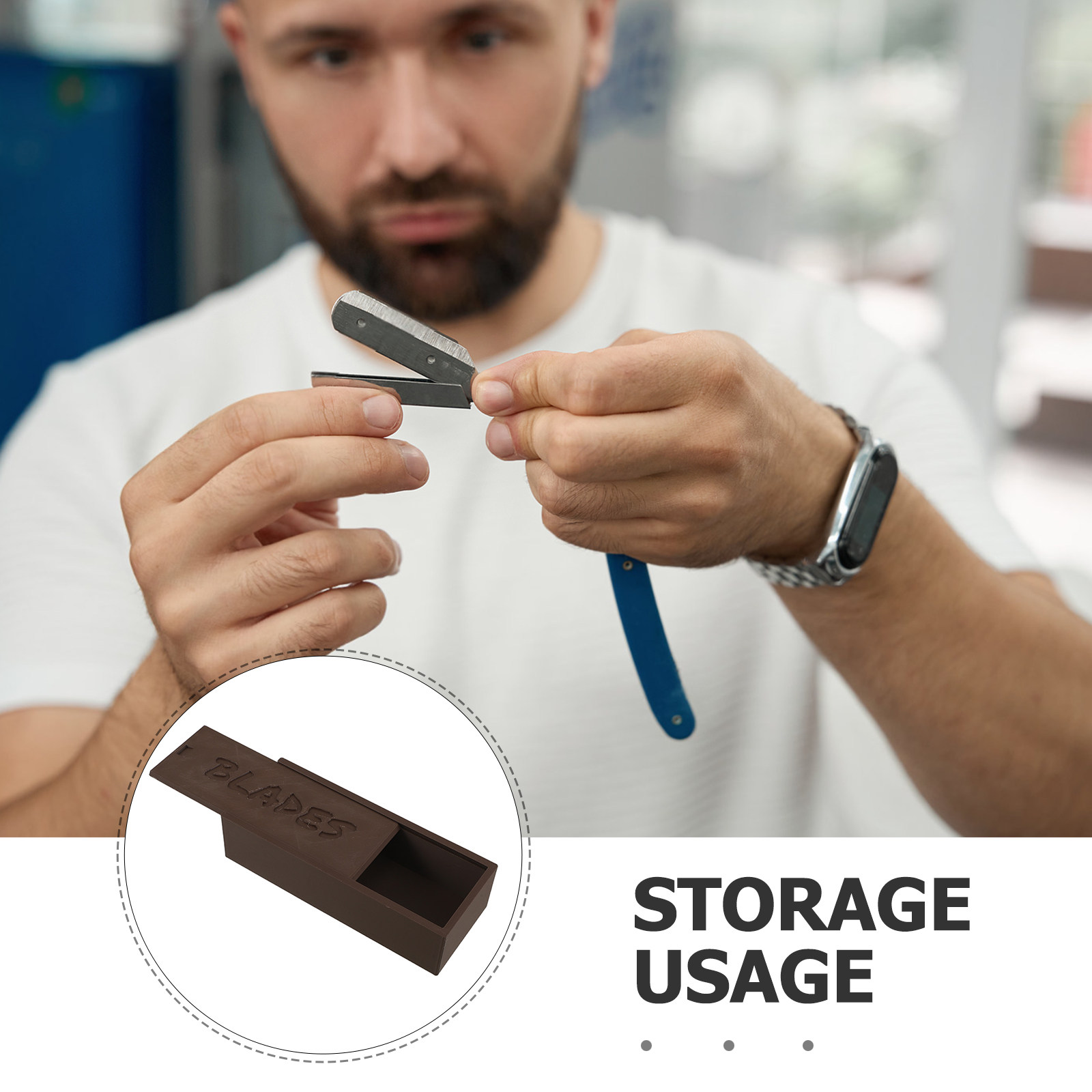 Plastic Brown Blade Storage Do - Home Barber avaliação e preço