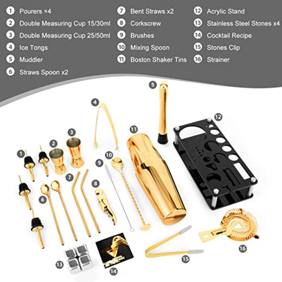 Cocktail Shaker Set 23-Piece B - Boston Shaker Set avaliação e preço