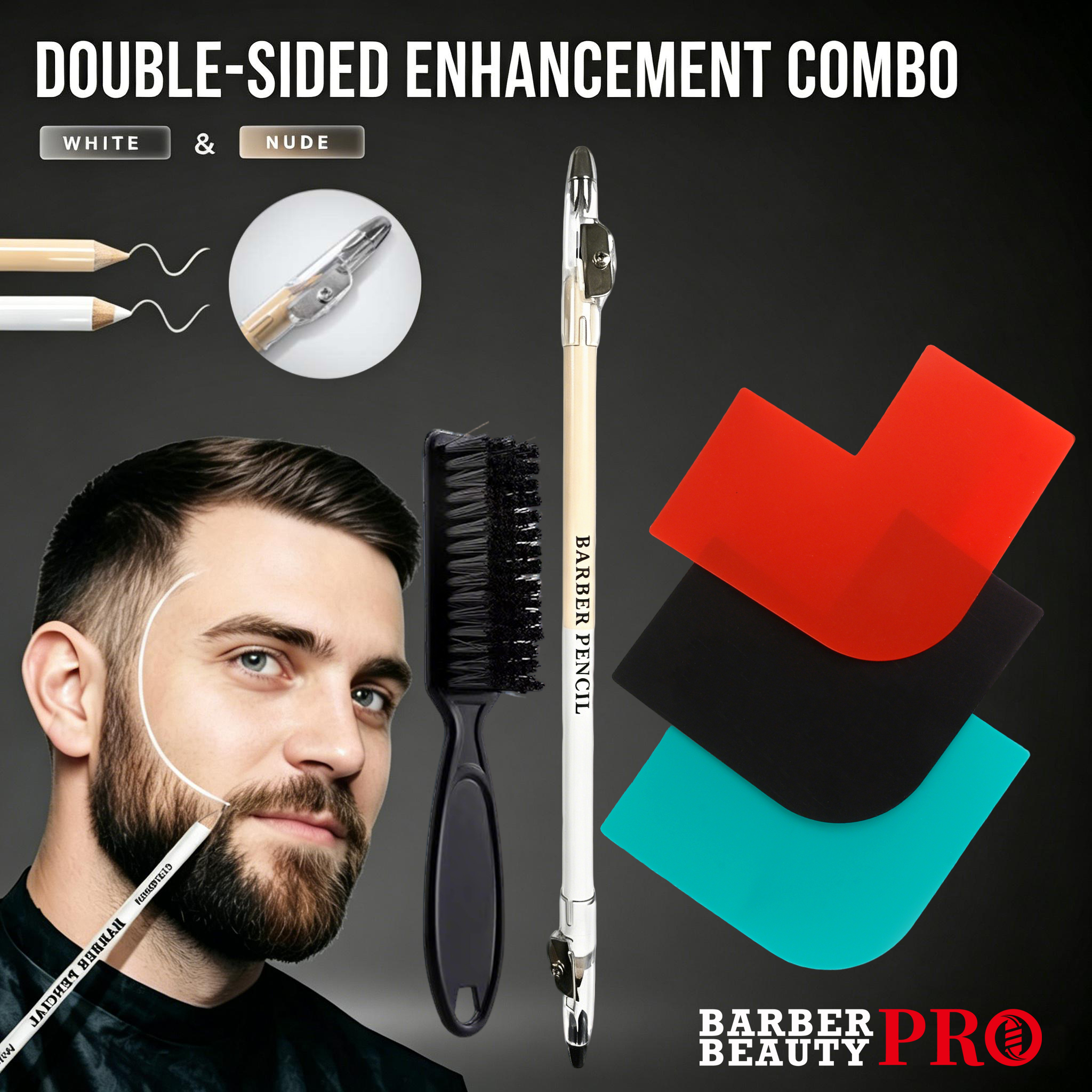 3Pcs Double-sided Barber Beard - Home Barber avaliação e preço