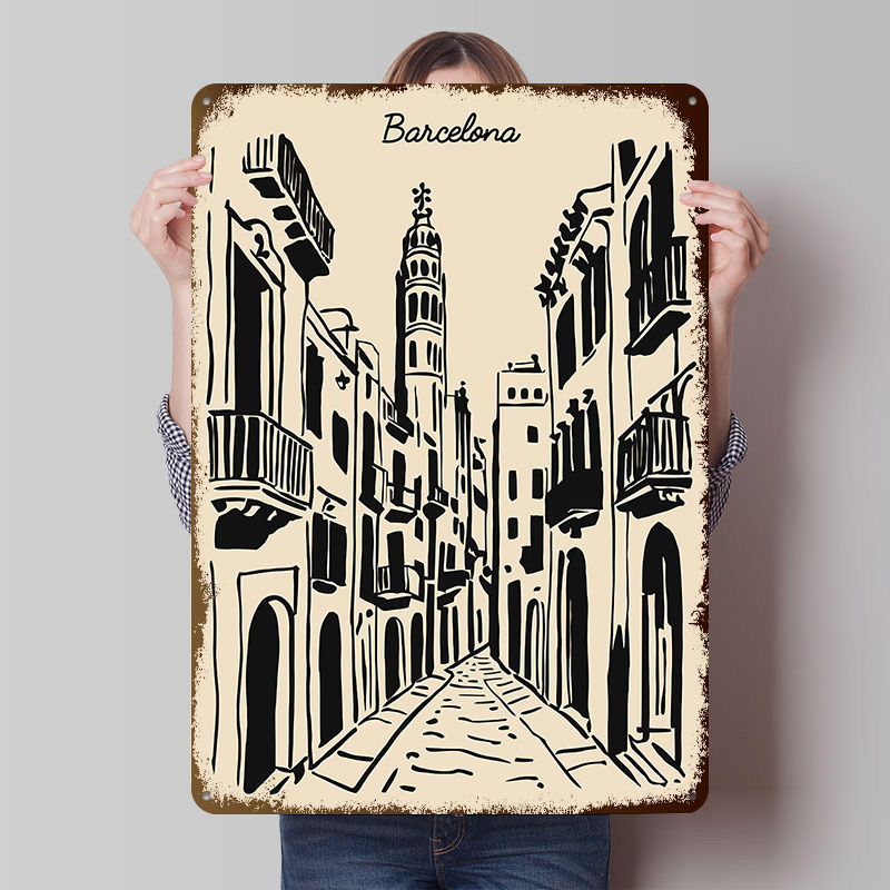 Barcelona Street Metal Poster  - Home Barcelona avaliação e preço