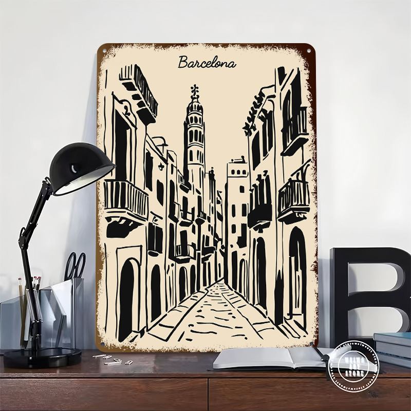 Barcelona Street Metal Poster  - Home Barcelona avaliação e preço