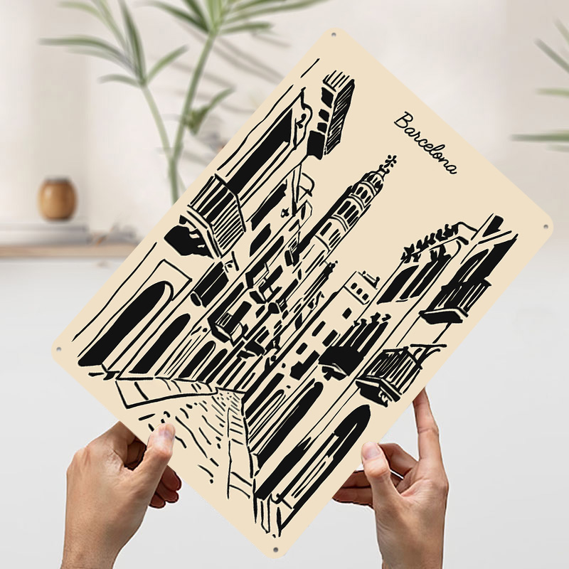 Barcelona Street Metal Poster  - Home Barcelona avaliação e preço