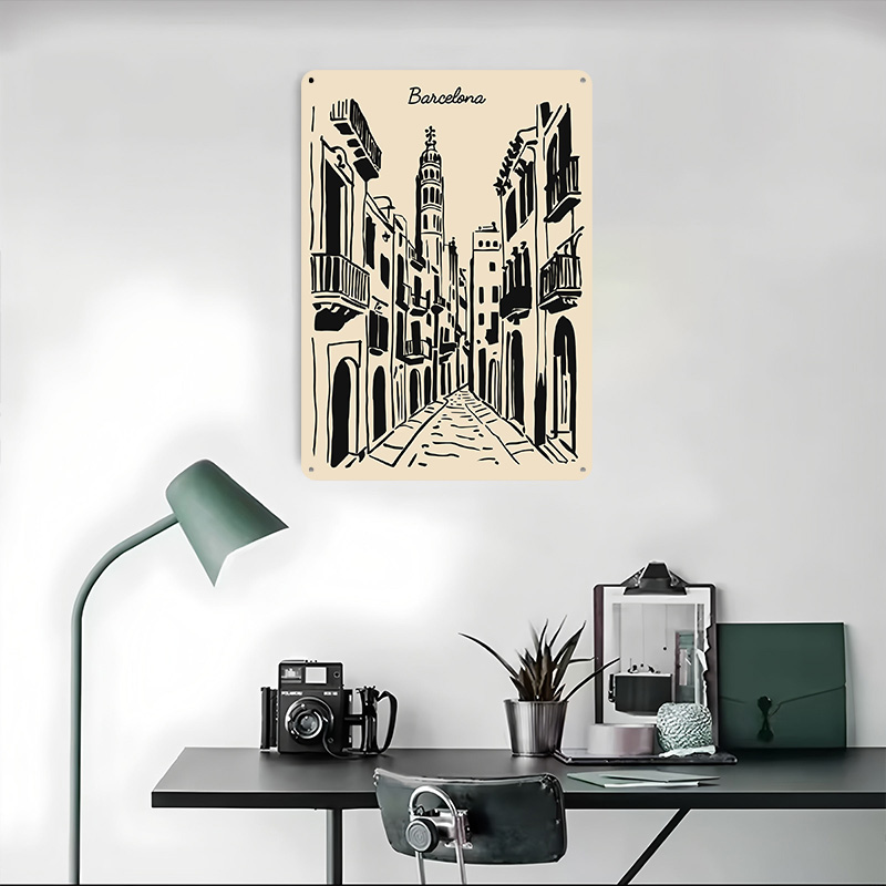 Barcelona Street Metal Poster  - Home Barcelona avaliação e preço