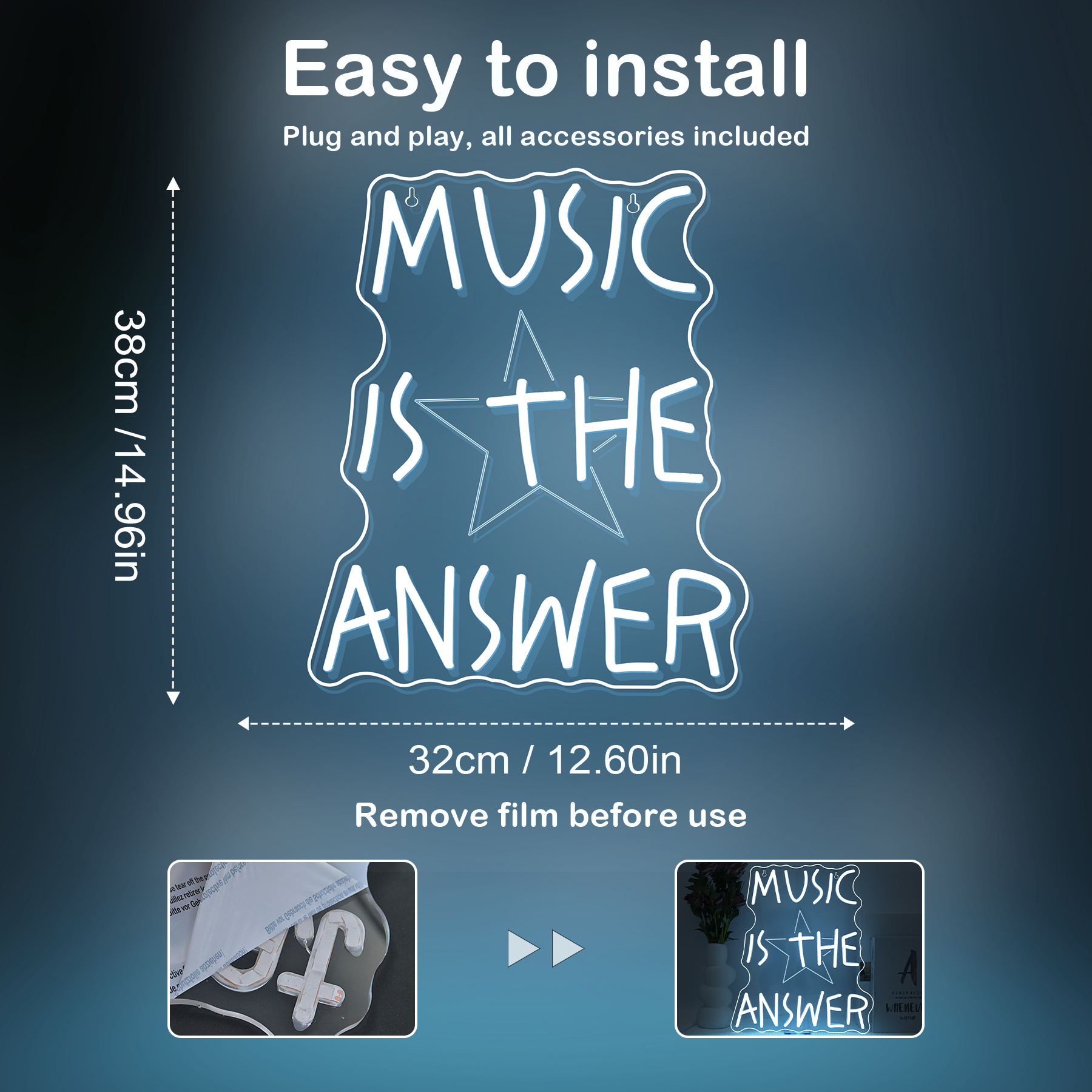 Music Is The Answer Neon Sign  - Home Bar Word avaliação e preço