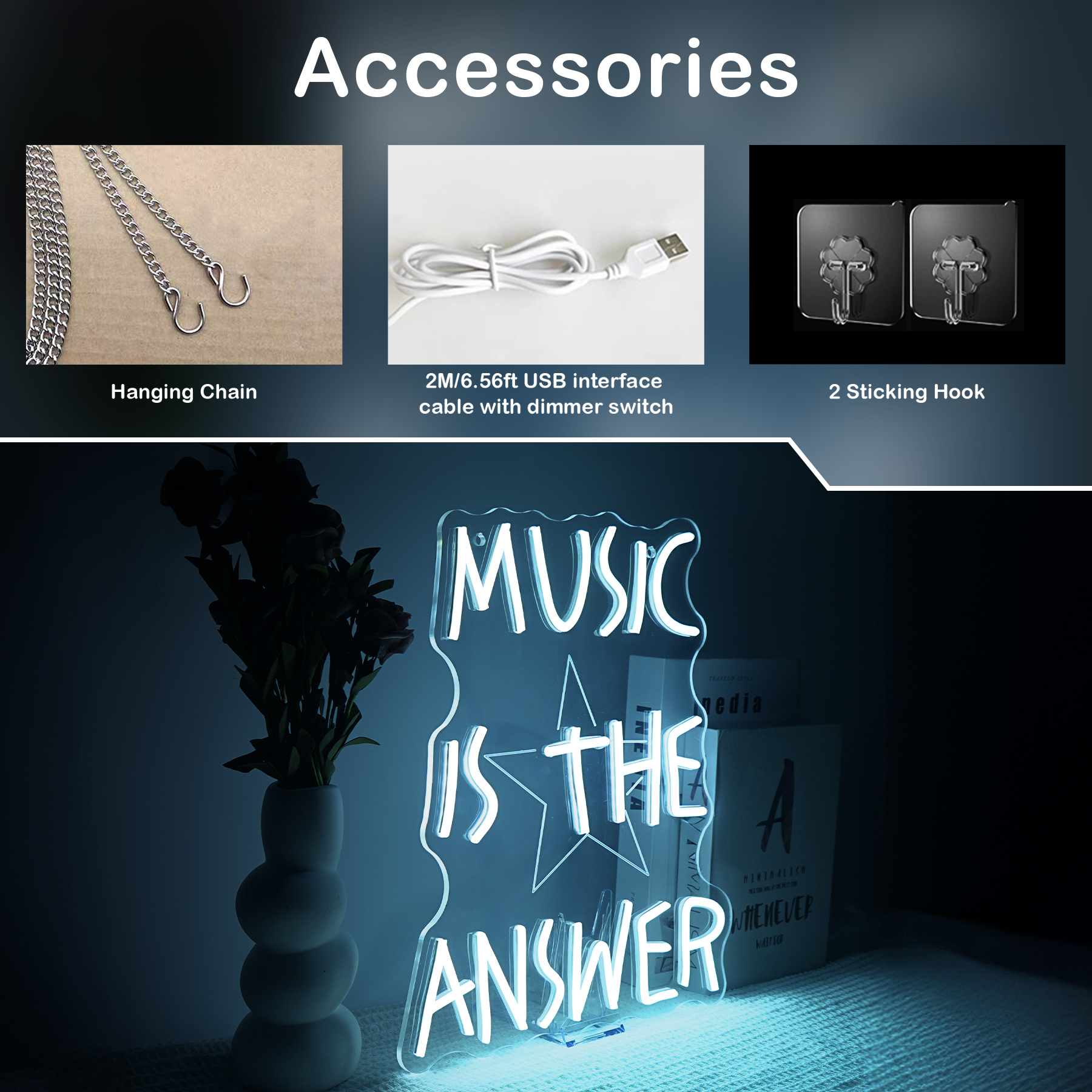 Music Is The Answer Neon Sign  - Home Bar Word avaliação e preço