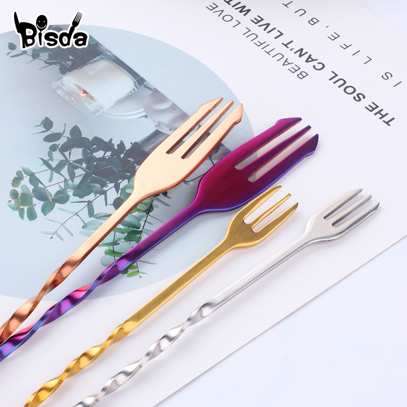 Cocktail Bar Spoons with Fork, - Bar Spoon Twisted avaliação e preço